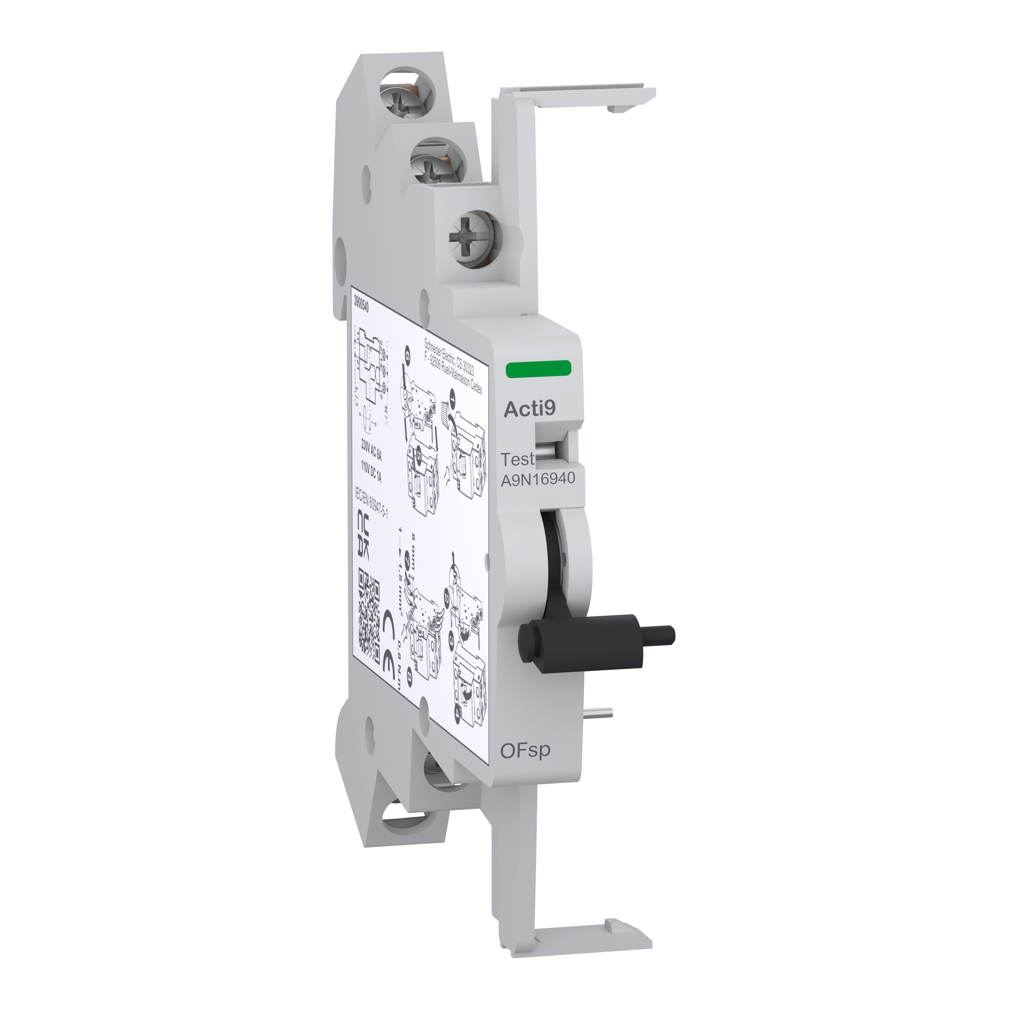Schneider Electric - Acti9- contact auxiliaire RCCB-ID - 1F+1OF - 380..415V - 100mA à 6A