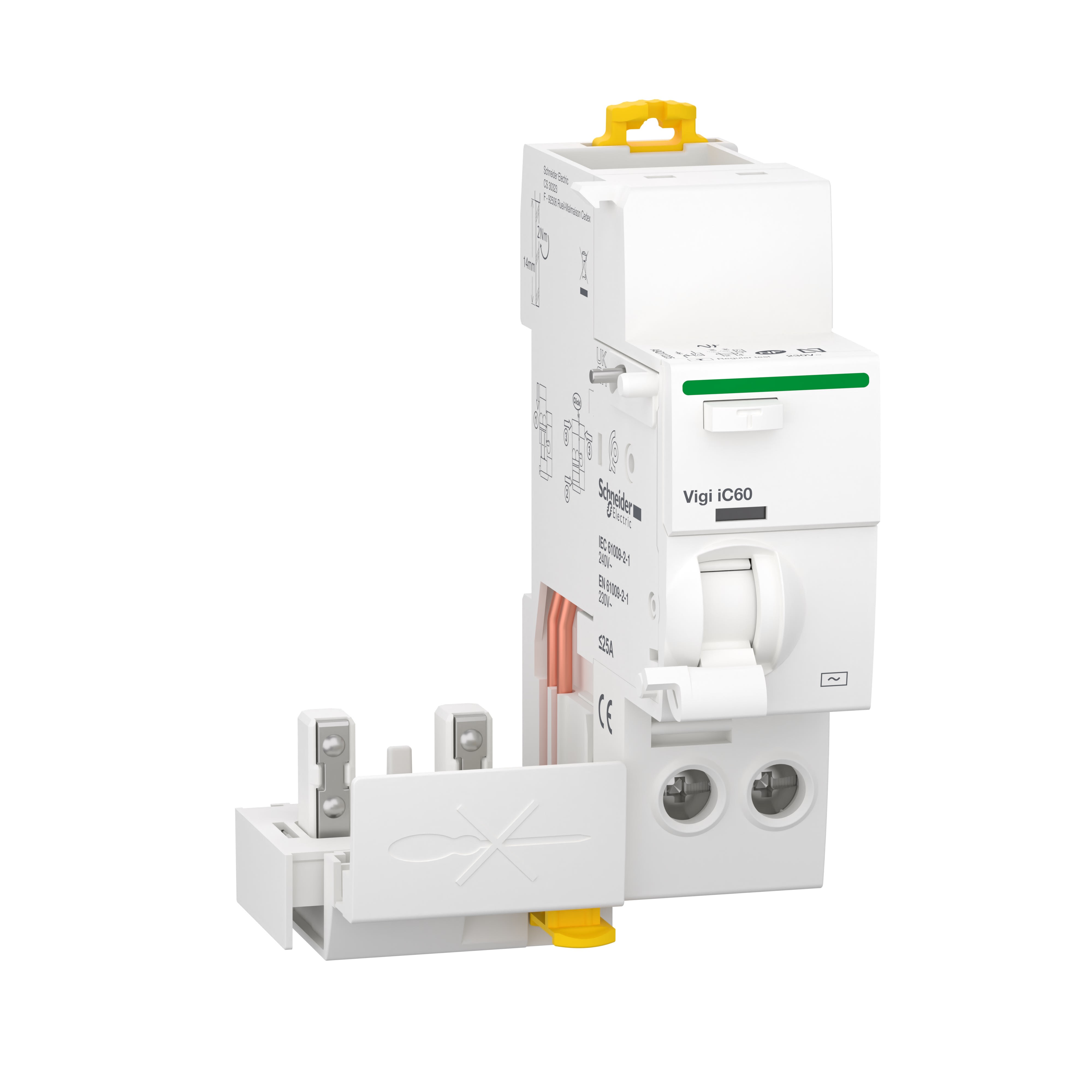 Schneider Electric - Acti9 Vigi iC60 - Bloc diff 230Vca (Ph-N) - 2P - 25A - 30mA - Type AC