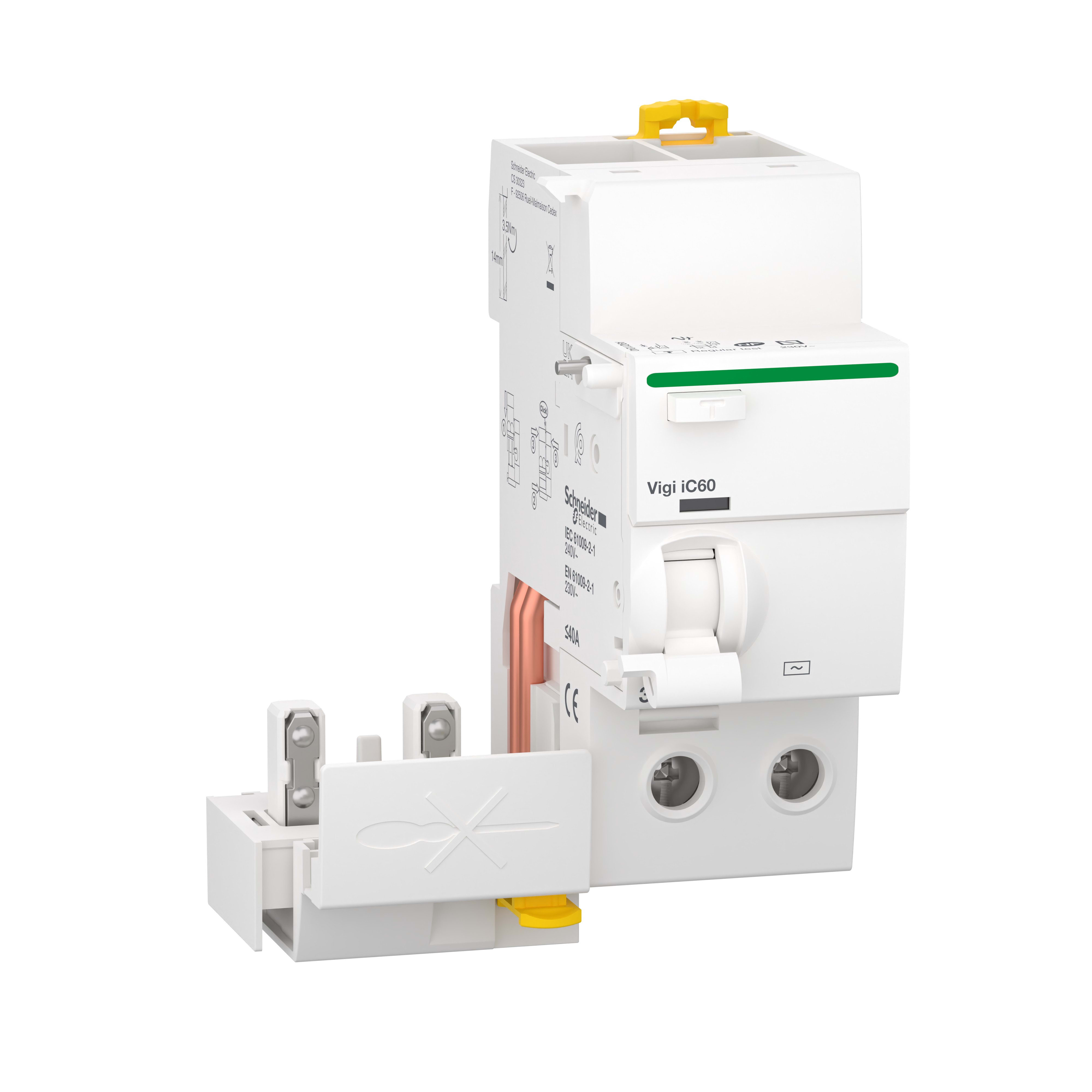 Schneider Electric - Acti9 Vigi iC60 - Bloc diff 230Vca (Ph/N) - 2P - 40A - 30mA - Type AC