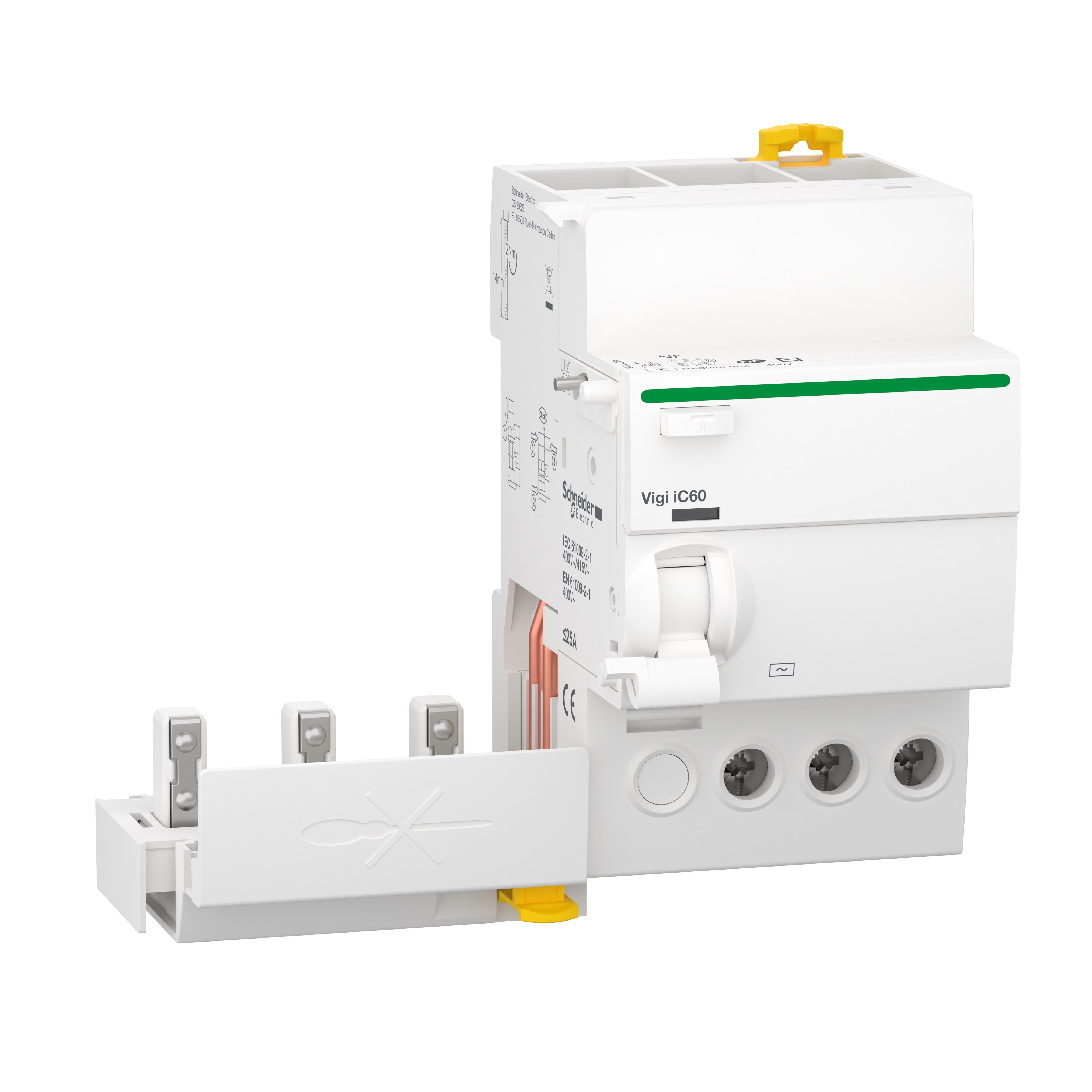 Schneider Electric - Acti9 Vigi iC60 - Bloc diff 400Vca (Ph/Ph) - 3P - 25A - 30mA - Type AC