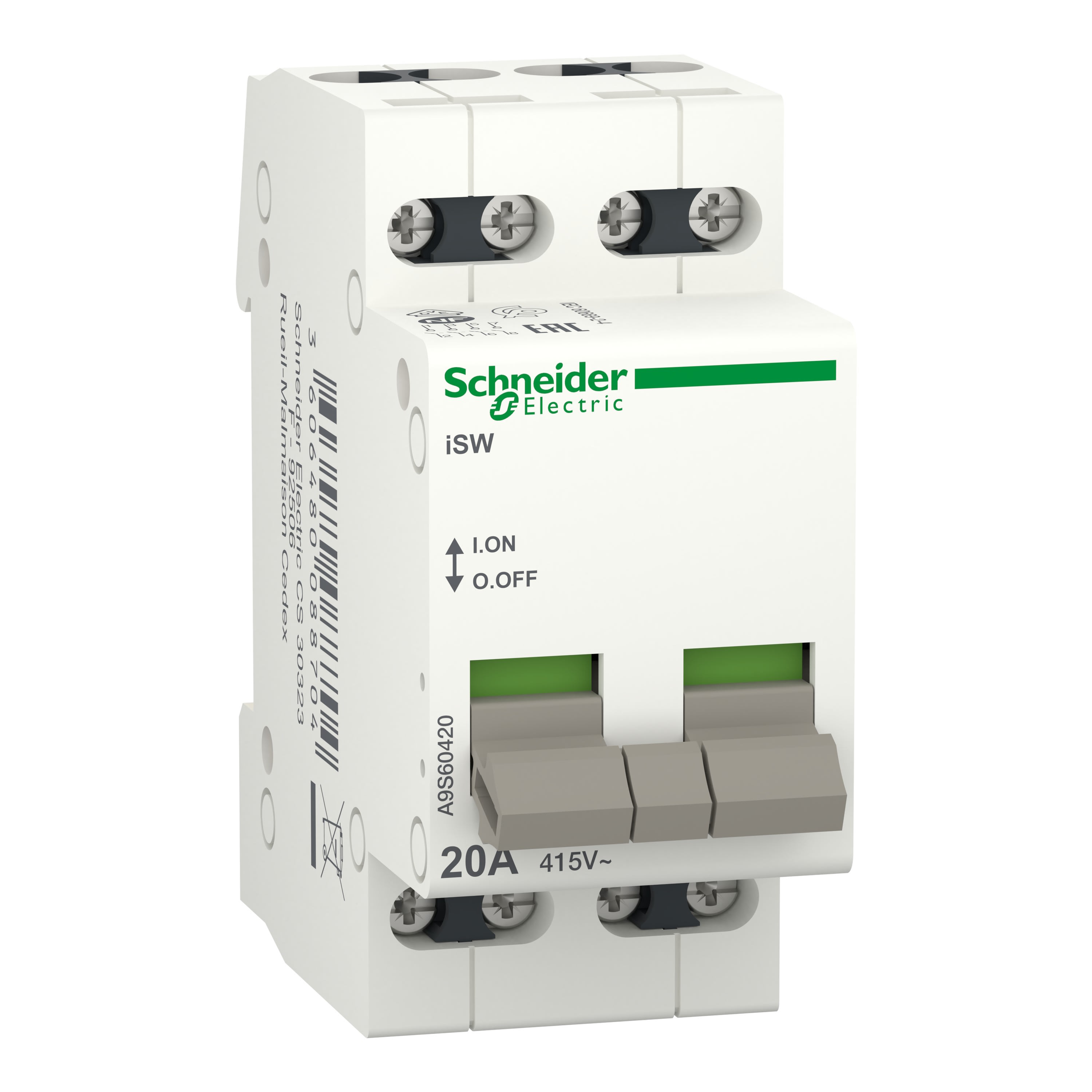 Schneider Electric - Acti9, iSW interrupteur de commande 4P 20A 415VCA