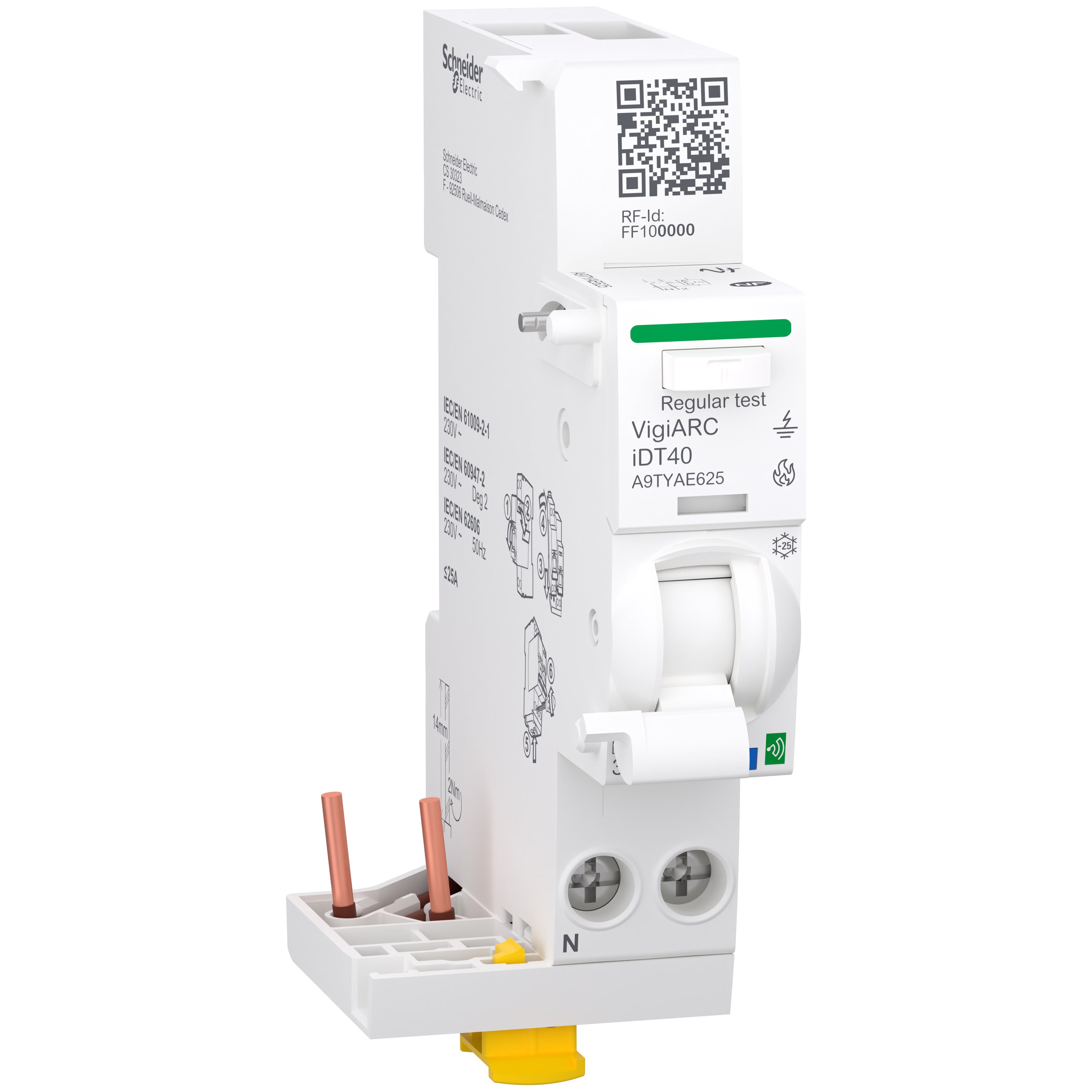 Schneider Electric - Acti9 Active iDT40 module détecteur arc différentiel 30mA ASI connecté 1PN 25A