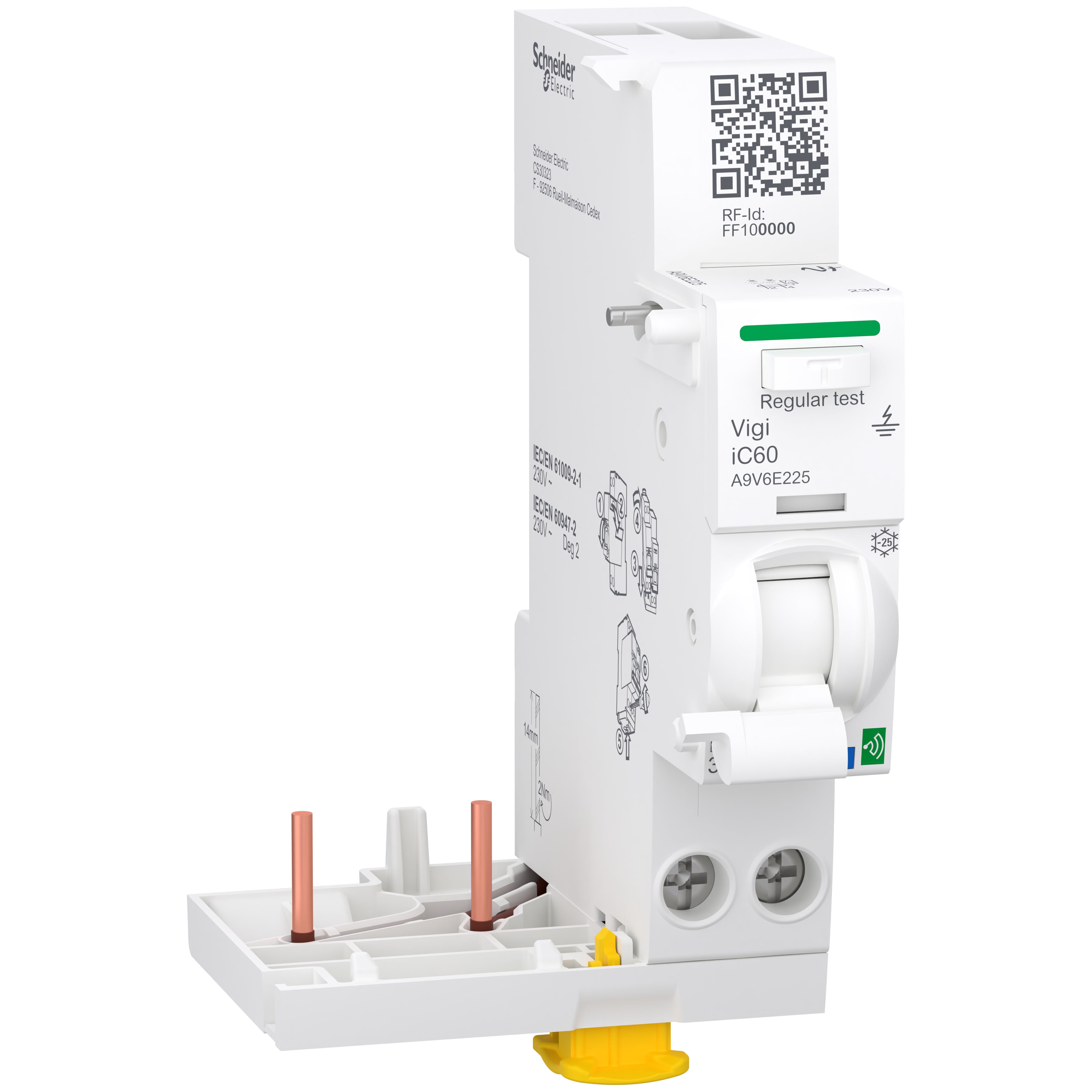 Schneider Electric - Acti9 Active Vigi iC60 Bloc diff Connecté 2P 25A 30mA Type A SI 230V