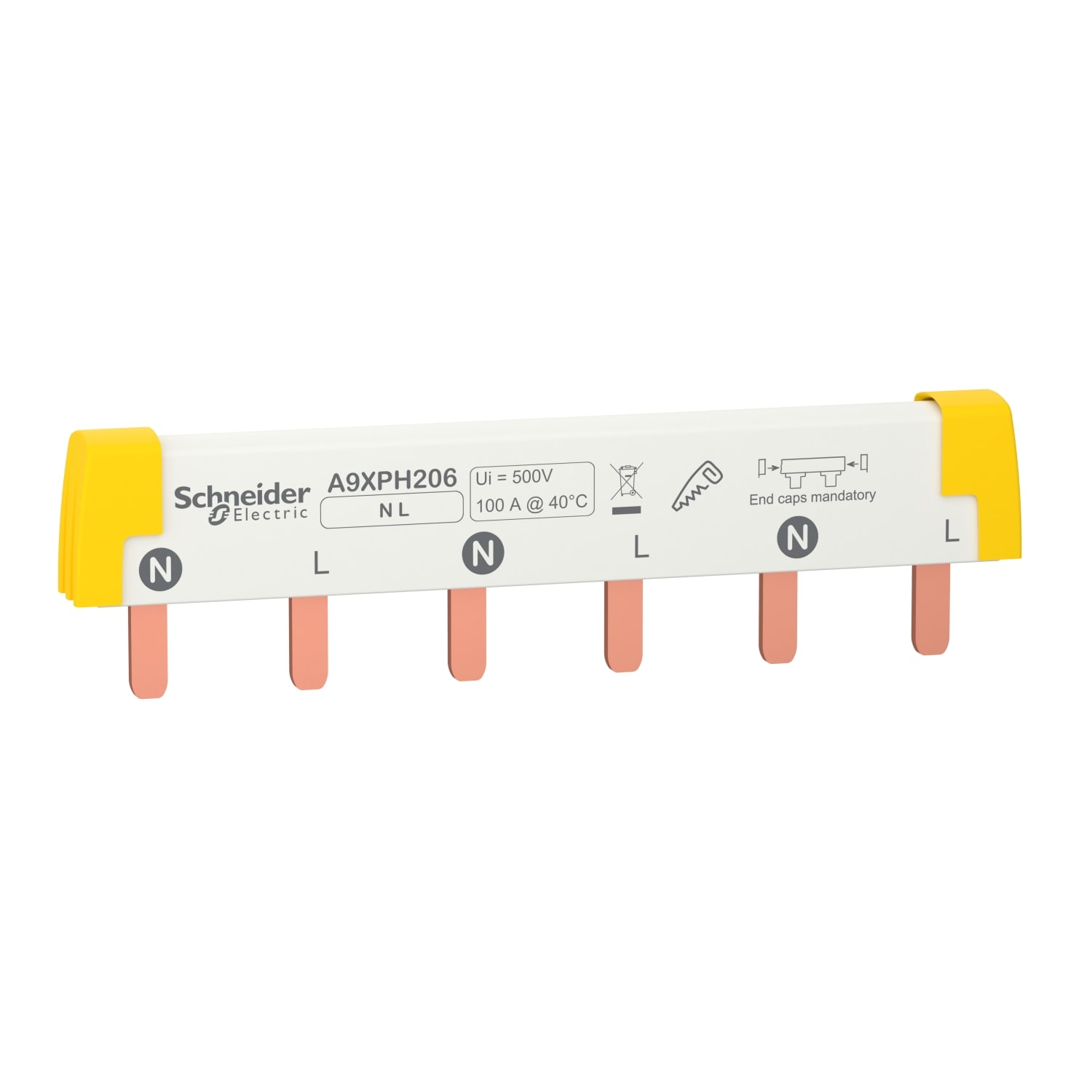 Schneider Electric - Acti9 iC60 - peigne de raccordement à dents - 2P - 100A - 6 modules de 18mm