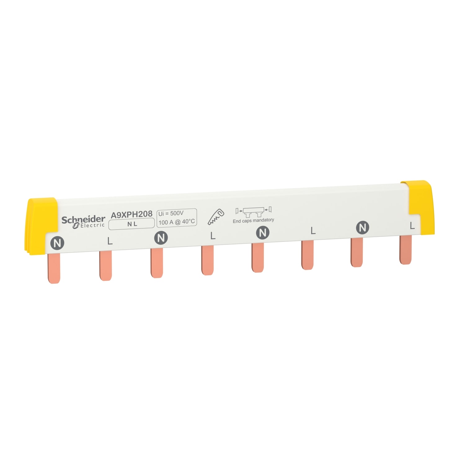 Schneider Electric - Acti9 iC60 - peigne de raccordement à dents - 2P - 100A - 8 modules de 18mm