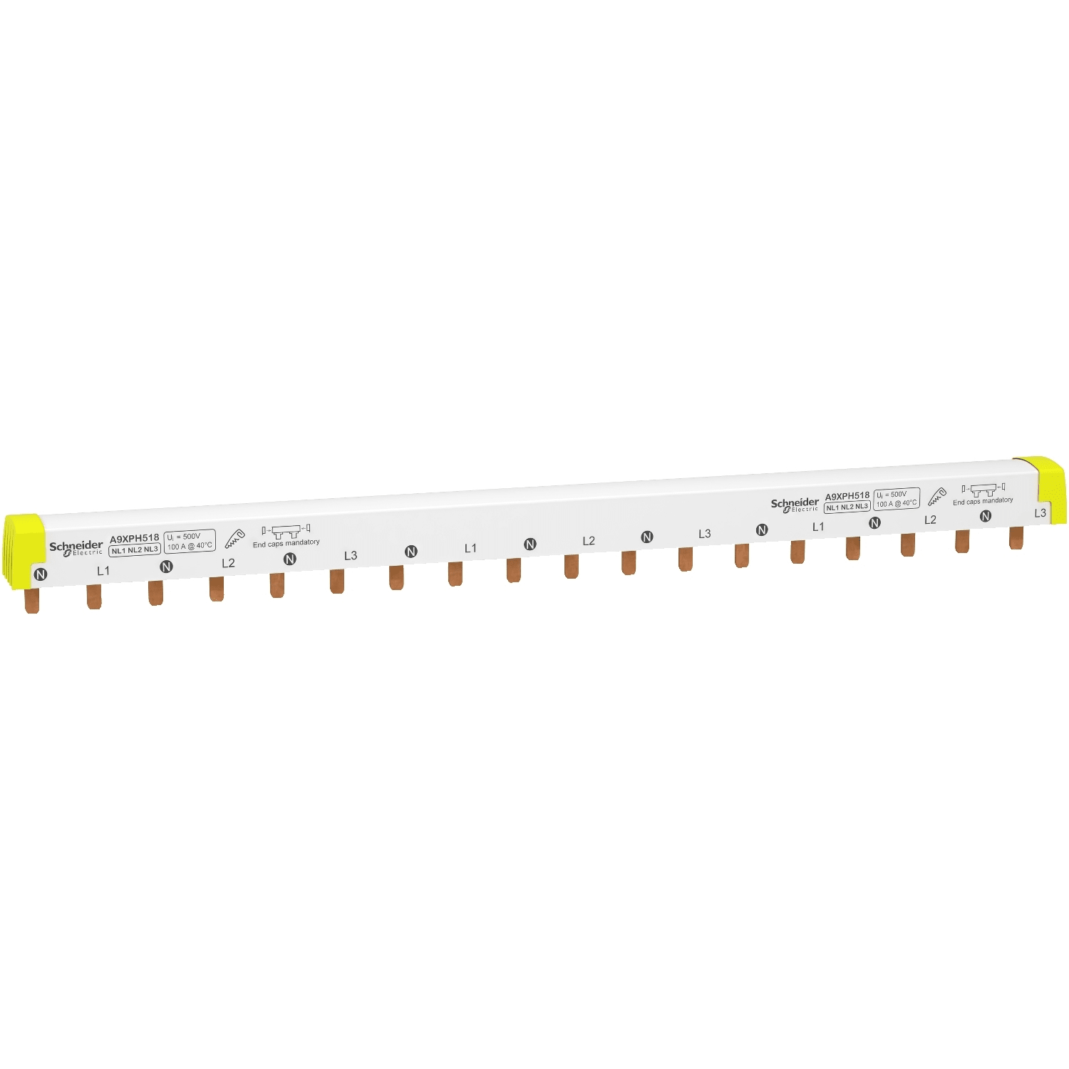 Schneider Electric - Acti9 iC60 - peigne à dents - 3 x N+P - 100A - 18 modules de 18mm