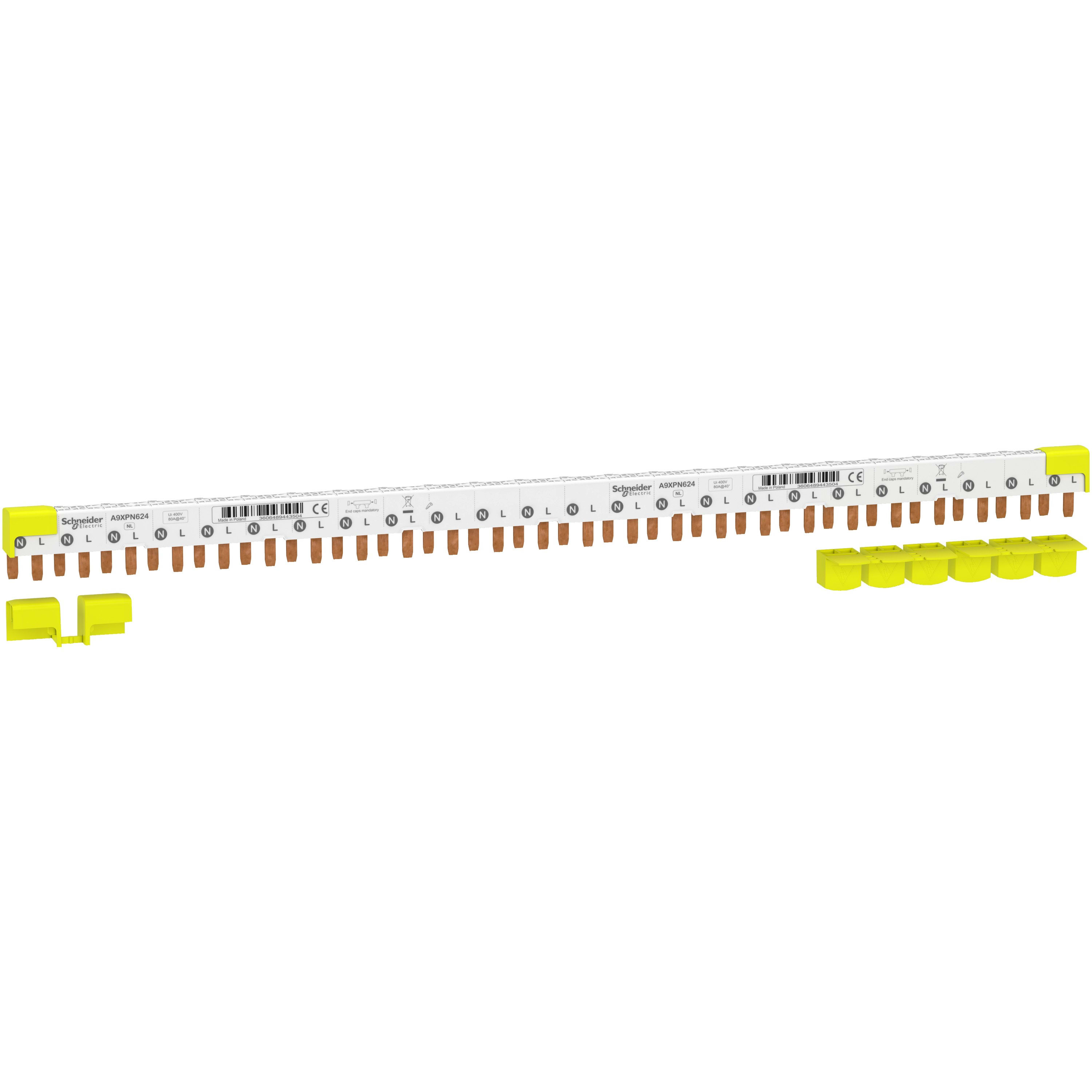 Schneider Electric - Acti9 iDT40 - Peigne horizontal - 1P+N - 24 modules de 18mm - 80A