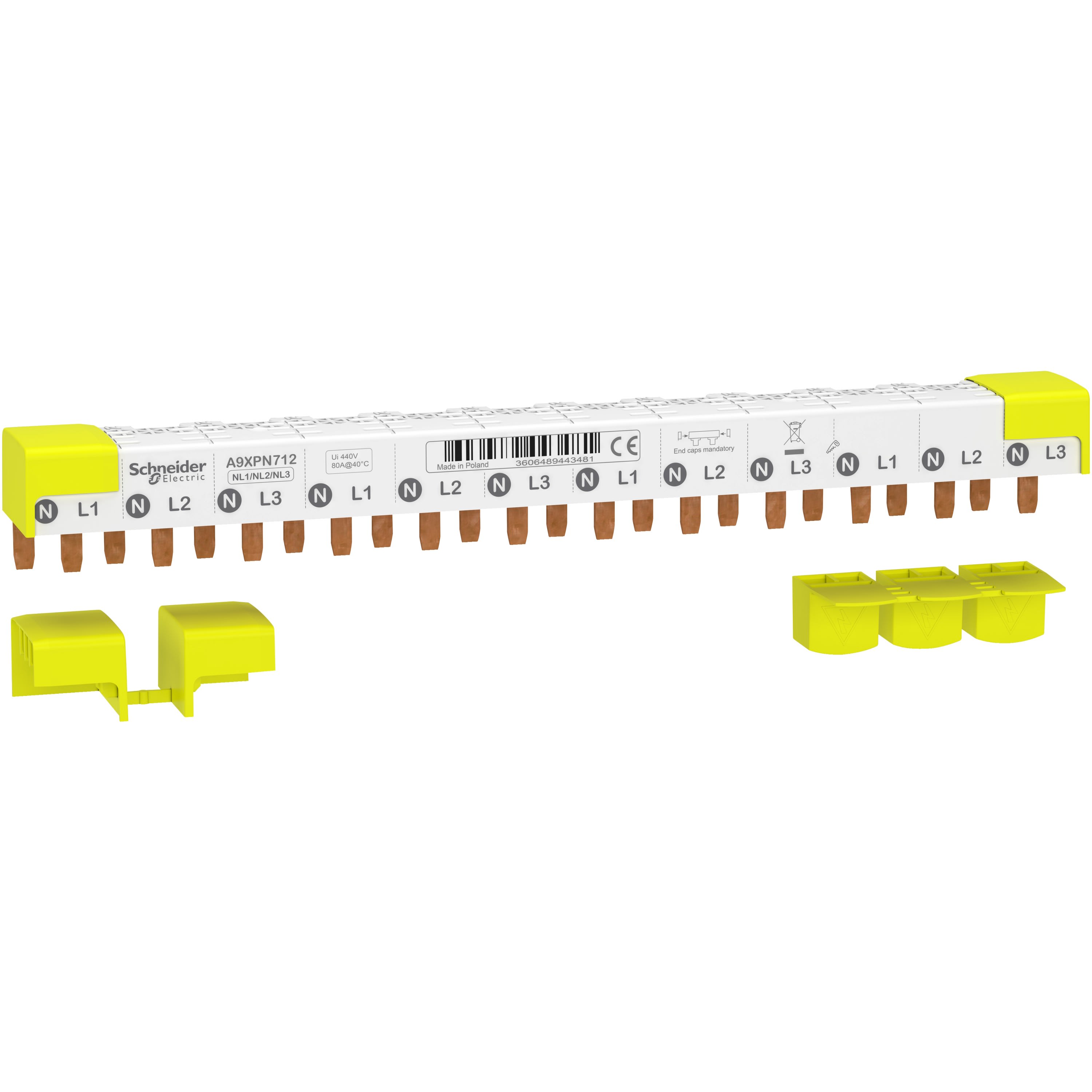 Schneider Electric - Acti9 iDT40 - Peigne horizontal - 3P+N - 12 modules de 18mm - 80A