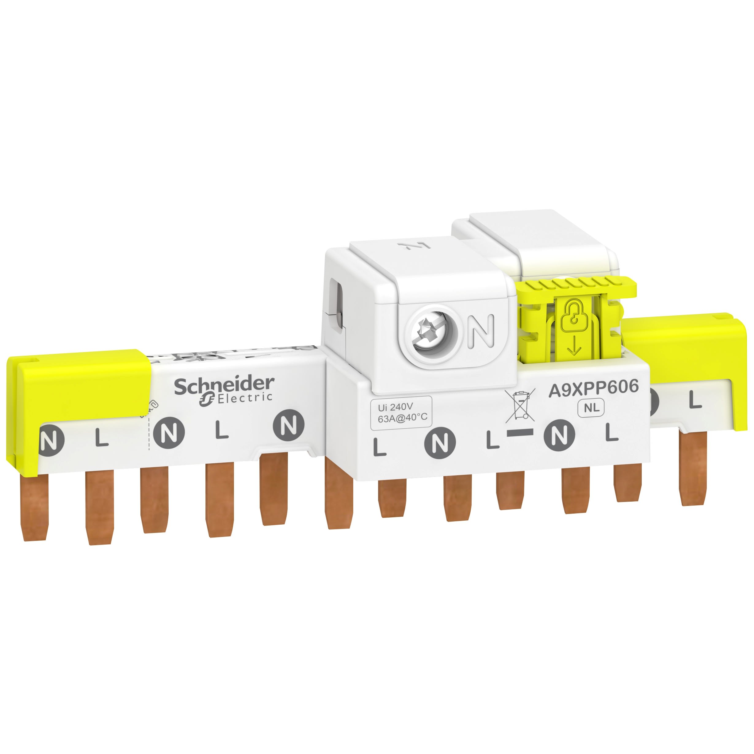Schneider Electric - Acti9 iDT40 - Peigne horiz. avec connecteur - 1P+N - 6 modules de 18mm - 63A