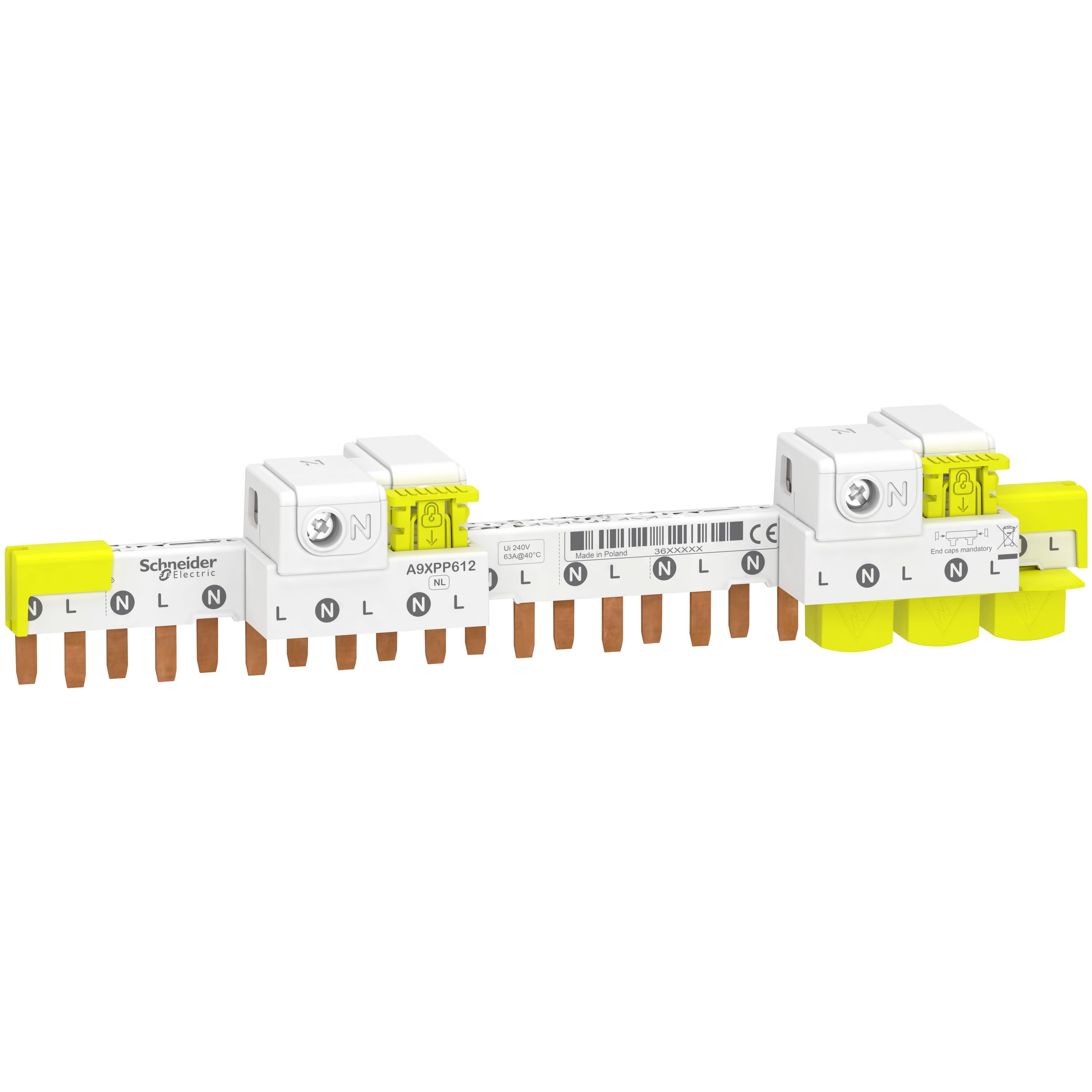 Schneider Electric - Acti9 iDT40 - Peigne horiz. avec connecteur - 1P+N - 12 modules de 18mm - 63A