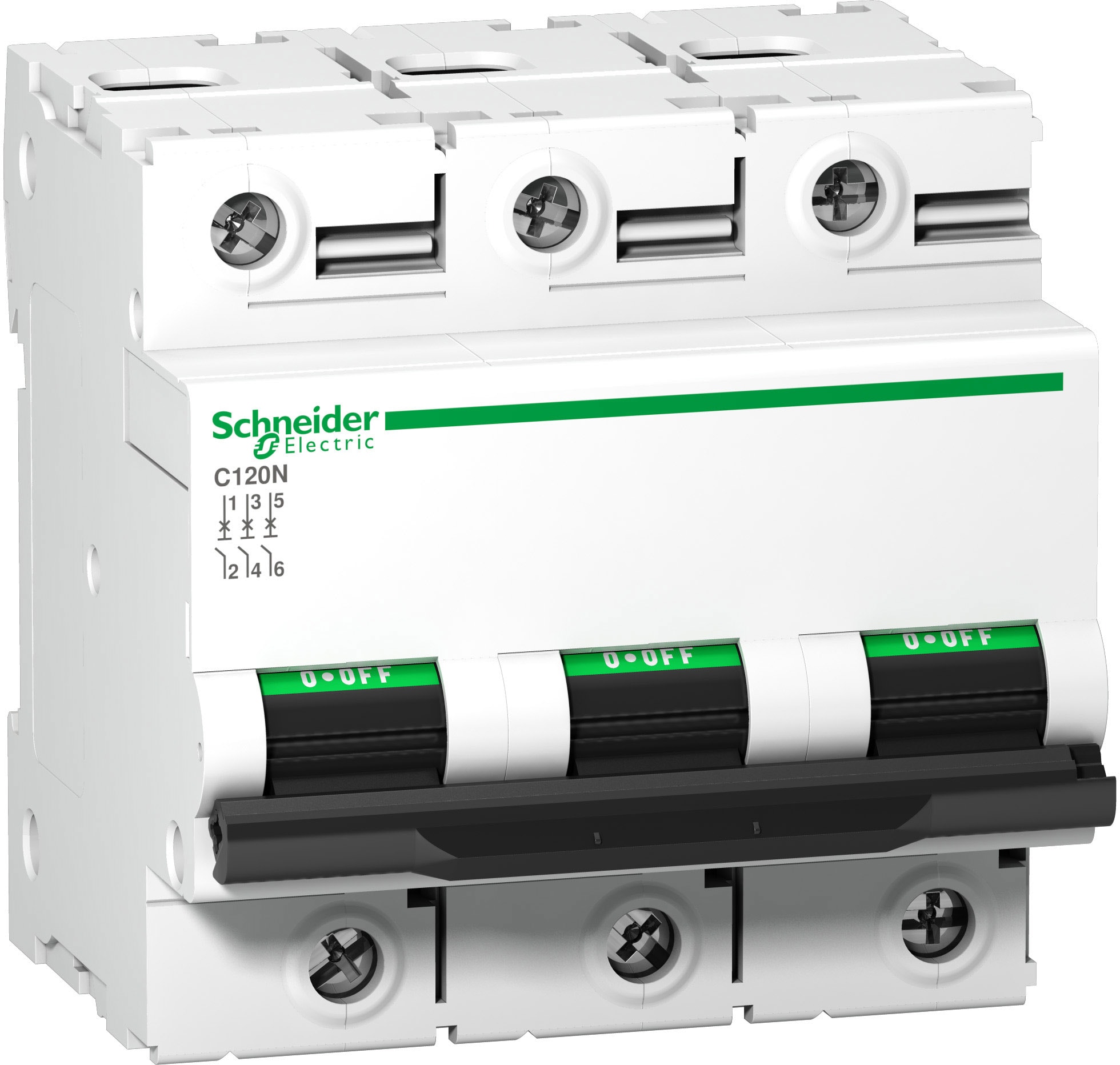 Schneider Electric - Acti9 C120N - Disjoncteur Modulaire 3P 63 A, courbe C, 10 kA