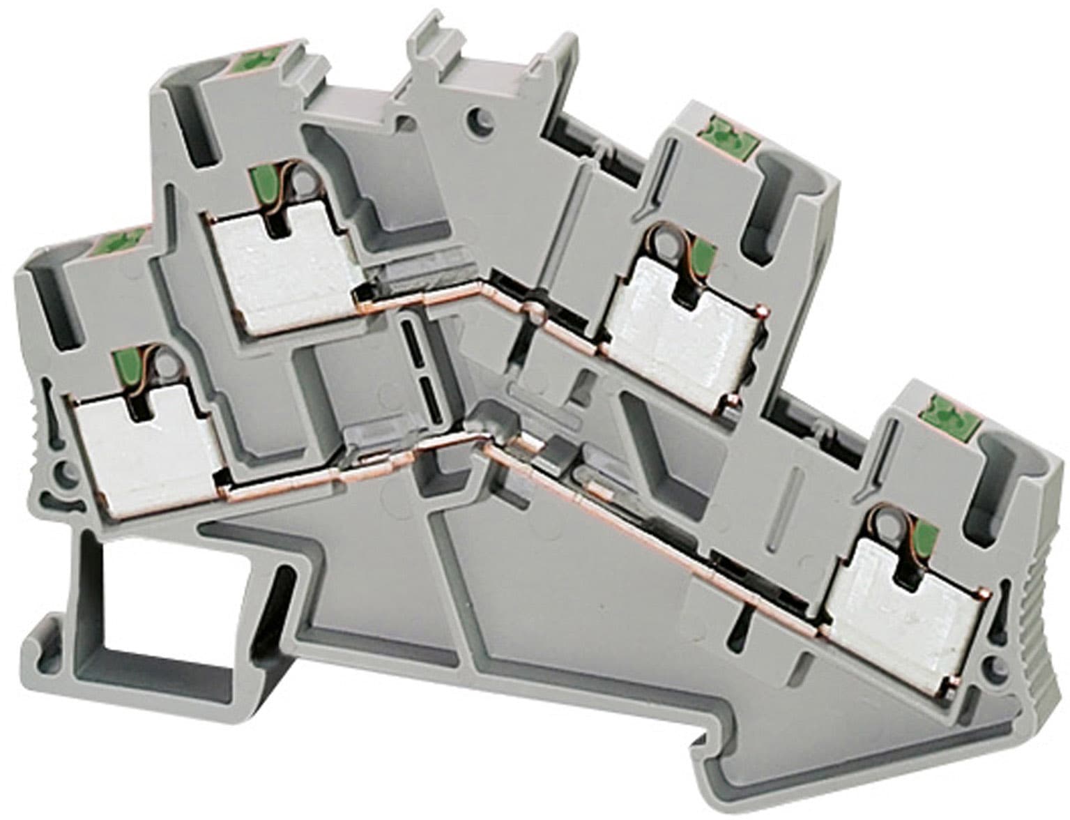 Schneider Electric - Borne push-in - 2 niveaux - passant - 4 points - 2,5mm² - gris
