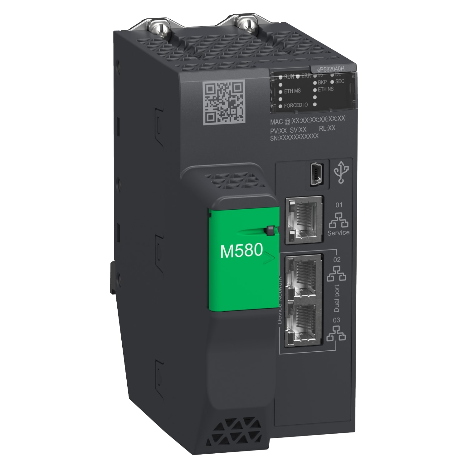 Schneider Electric - Modicon M580 - processeur - 2048 E/S TOR 512 E/S ANA - 2 Ethernet tps réel-durci