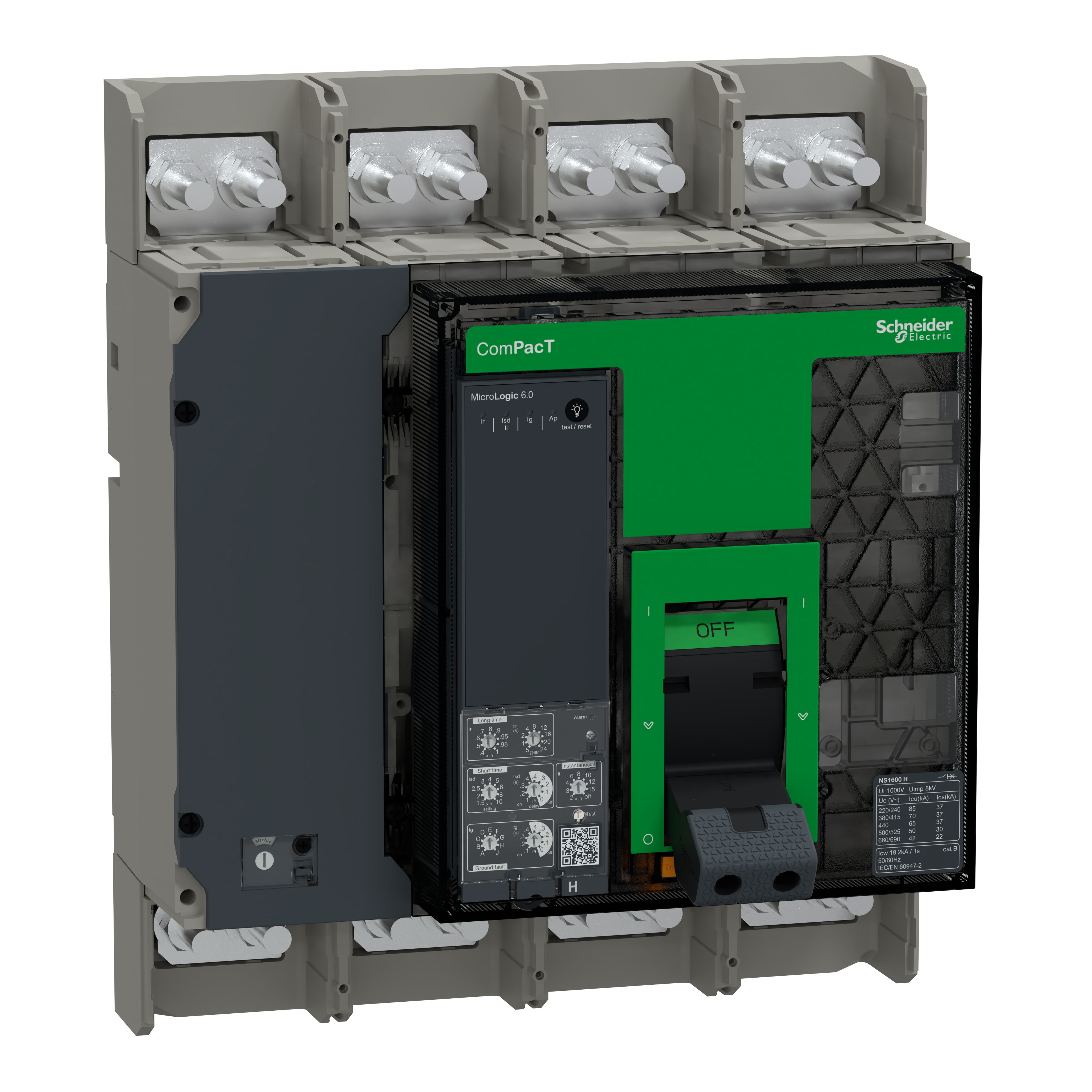 Schneider Electric - ComPacT NS630L - disjoncteur - MicroLogic 2.A 630A - 3P - 150kA - fixe - manuel