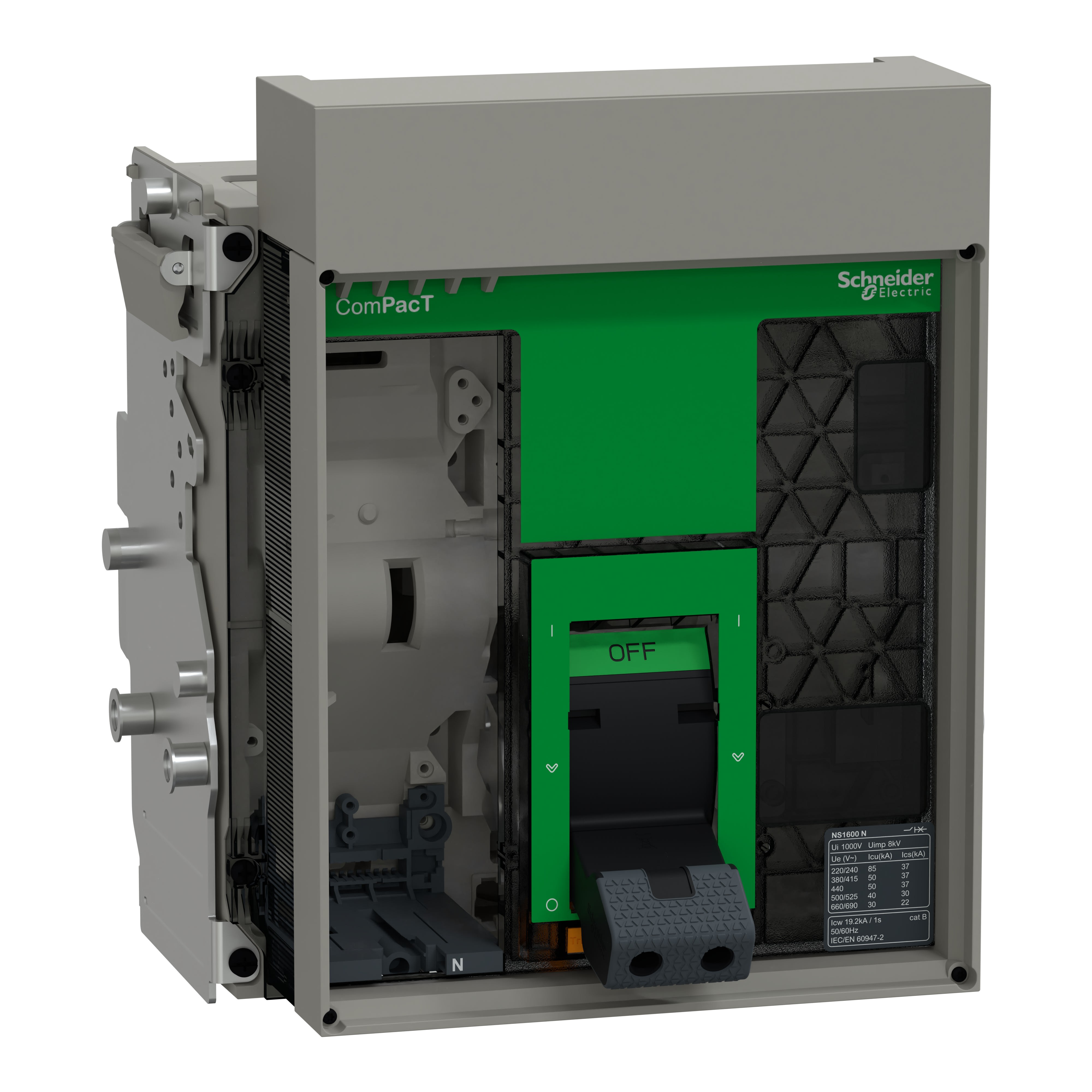 Schneider Electric - ComPacT NS1600N - bloc coupure ss déclencheur - 1600A - 3P - 50kA - débro manuel
