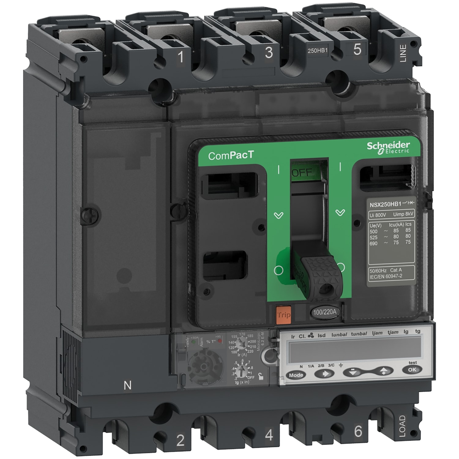 Schneider Electric - ComPacT NSX100HB2 - Disjoncteur - MicroLogic 6.2M 100A - 3P3D - 100kA - fixe