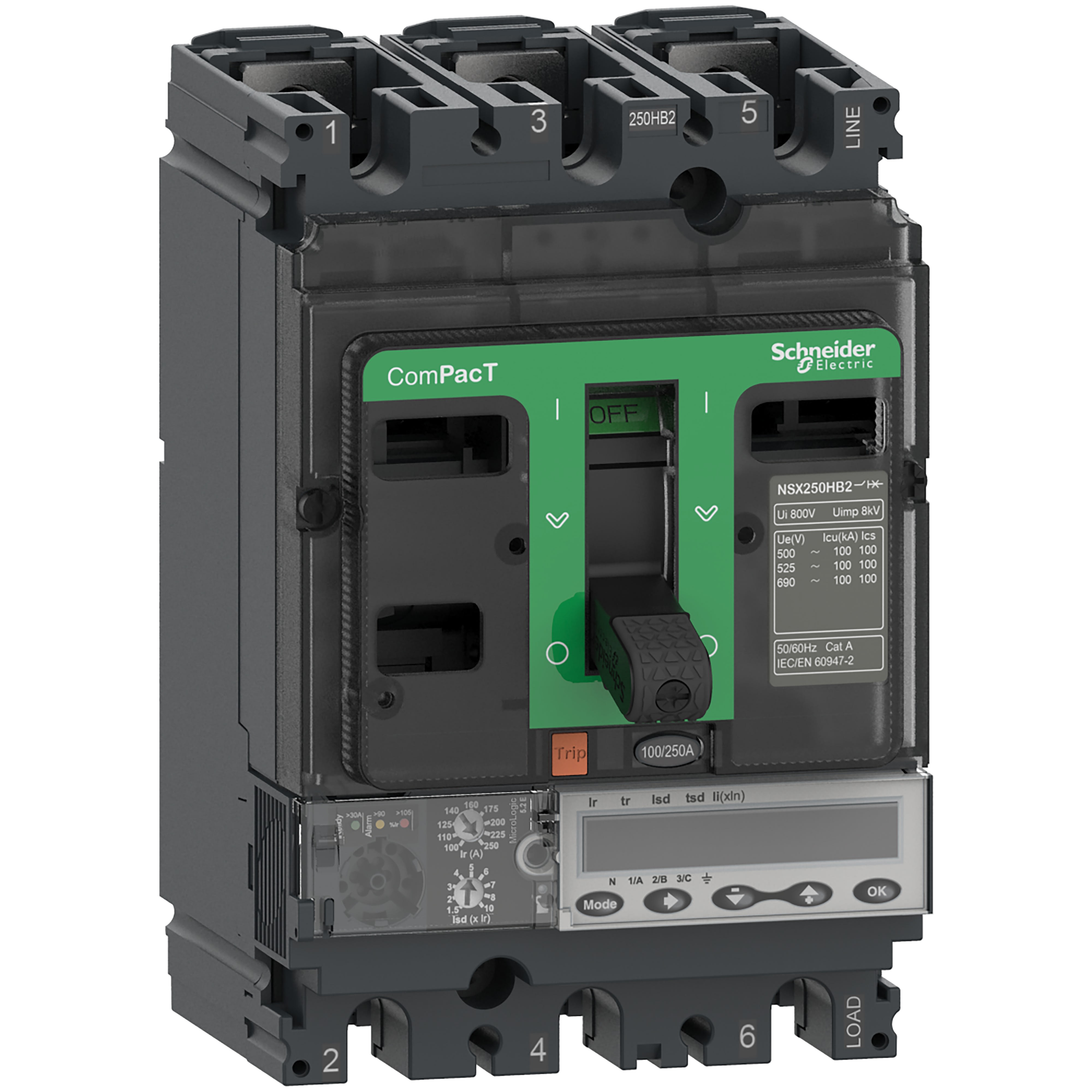 Schneider Electric - ComPacT NSX100R - Disjoncteur - MicroLogic 5.2E 40A - 3P3D - 200kA - fixe