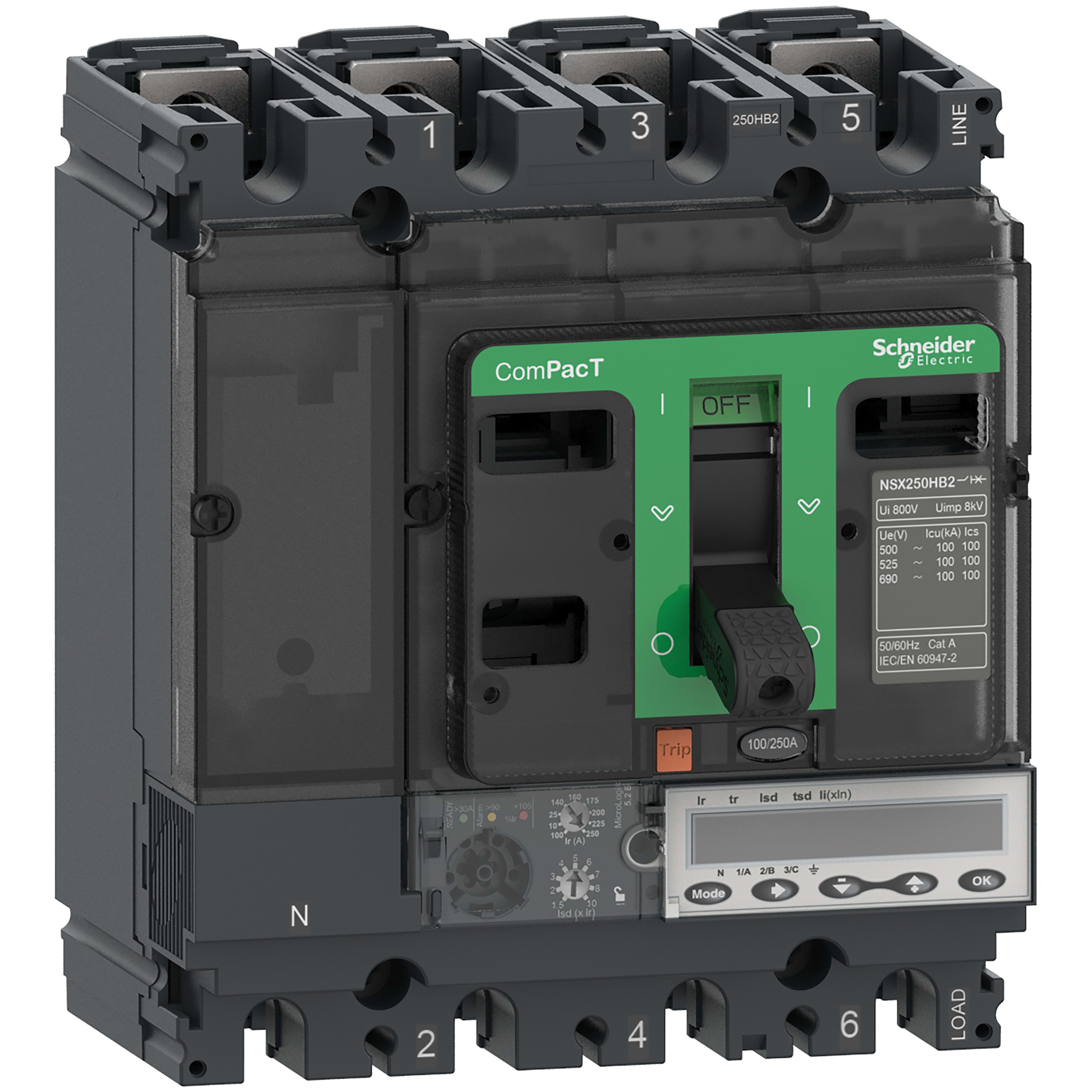 Schneider Electric - ComPacT NSX100R - Disjoncteur - MicroLogic 5.2E 40A - 4P4D - 200kA - fixe