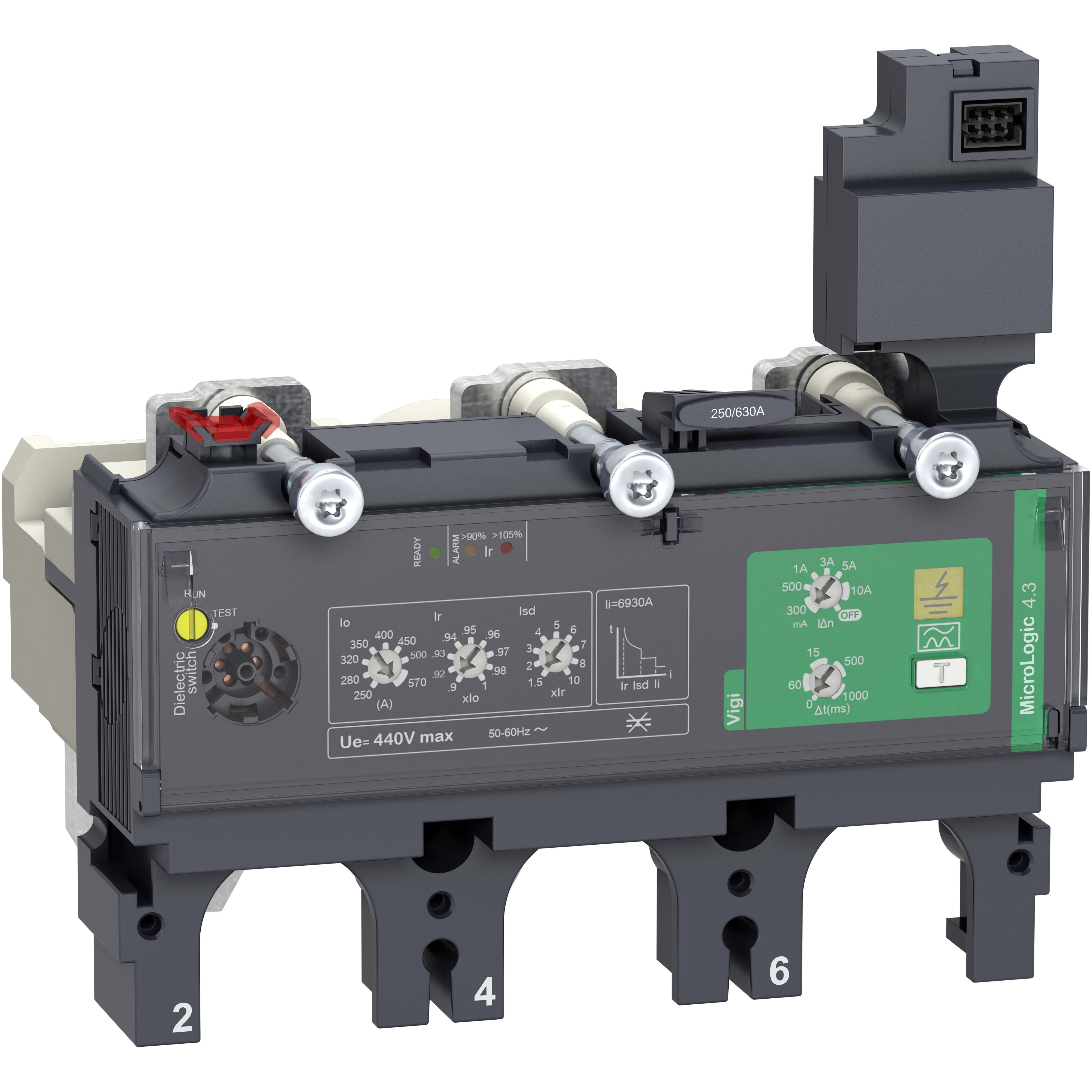 Schneider Electric - ComPacT NSX - Déclencheur MicroLogic 4.3 Vigi 400A - 3P3D pour NSX400-630