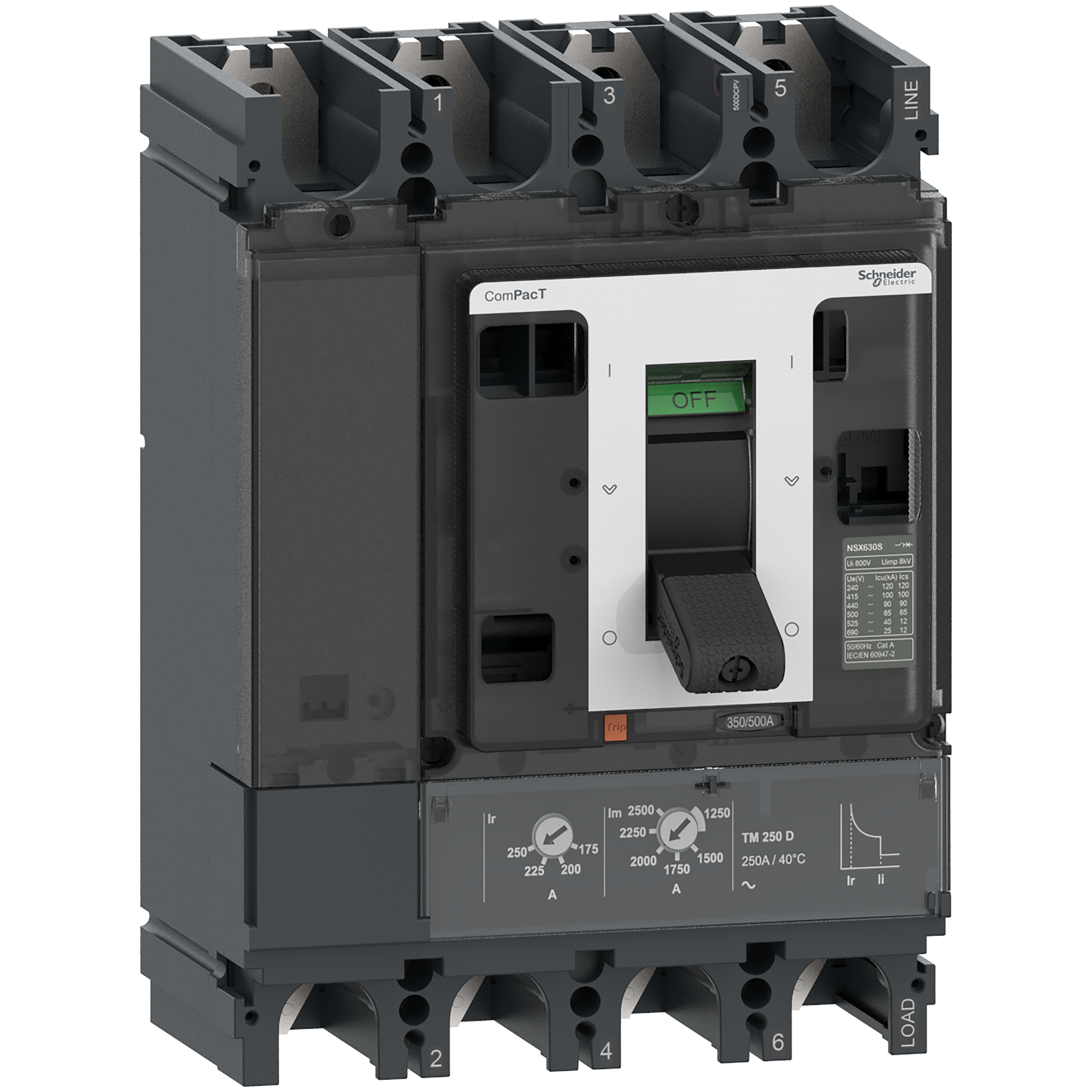 Schneider Electric - ComPacT NSX500 DC PV - Disjoncteur CC - TM-DC PV - 500A - 4P4D - 10kA - fixe