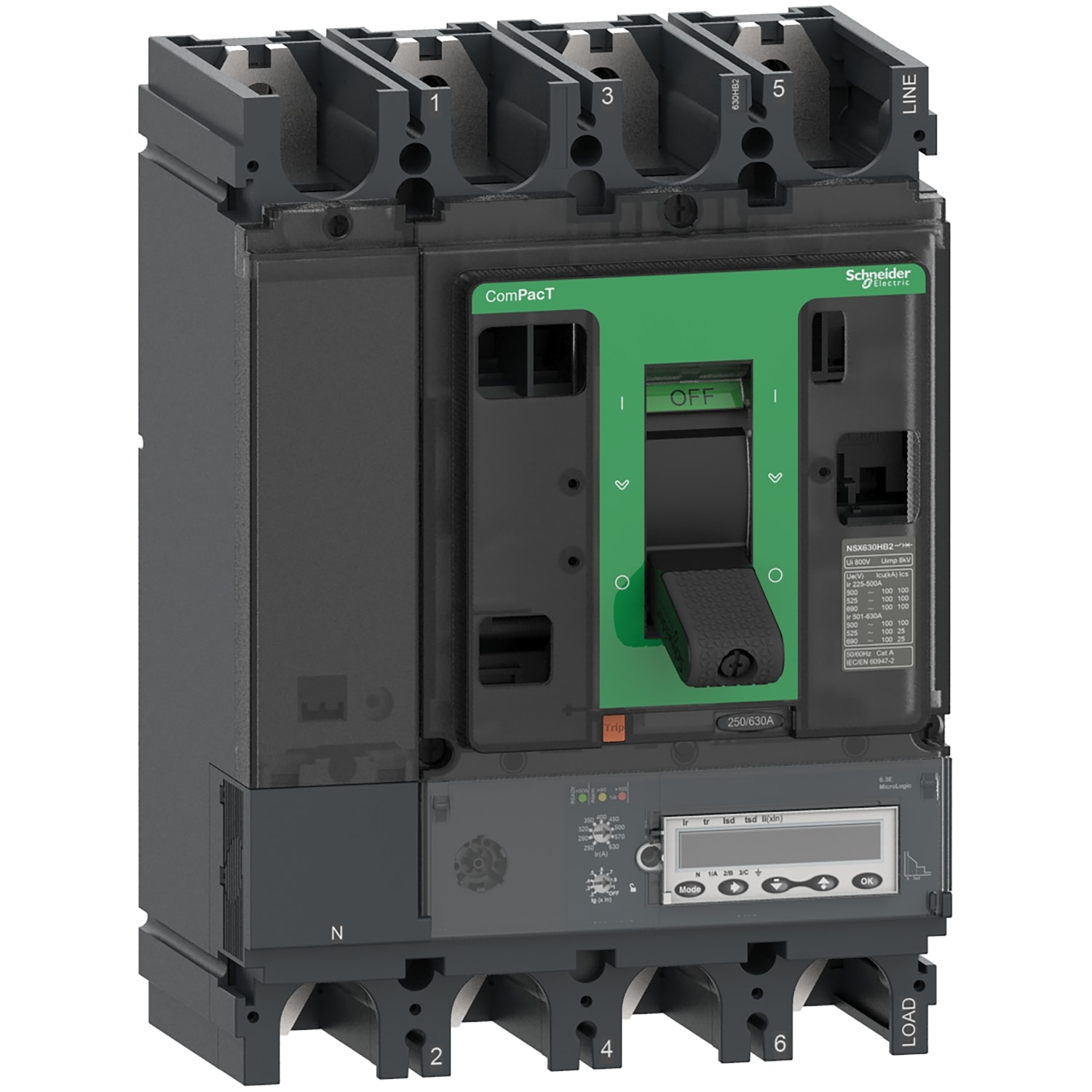 Schneider Electric - ComPacT NSX630HB2 - Disjoncteur - MicroLogic 6.3E 630A - 4P4D - 100kA - fixe