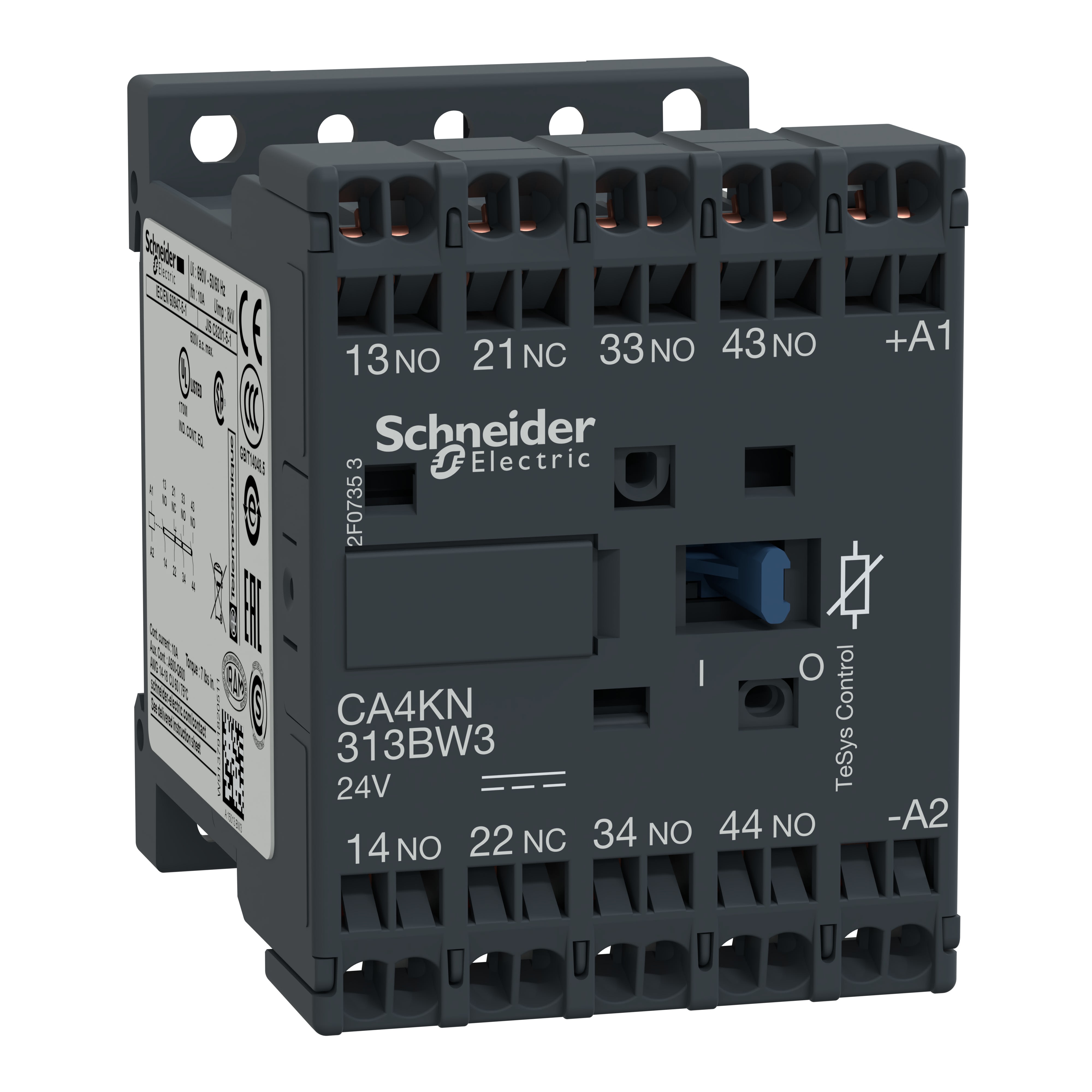 Schneider Electric - TeSys CA4K - contacteur - 3F+1O - instantane - 10A - 24Vcc
