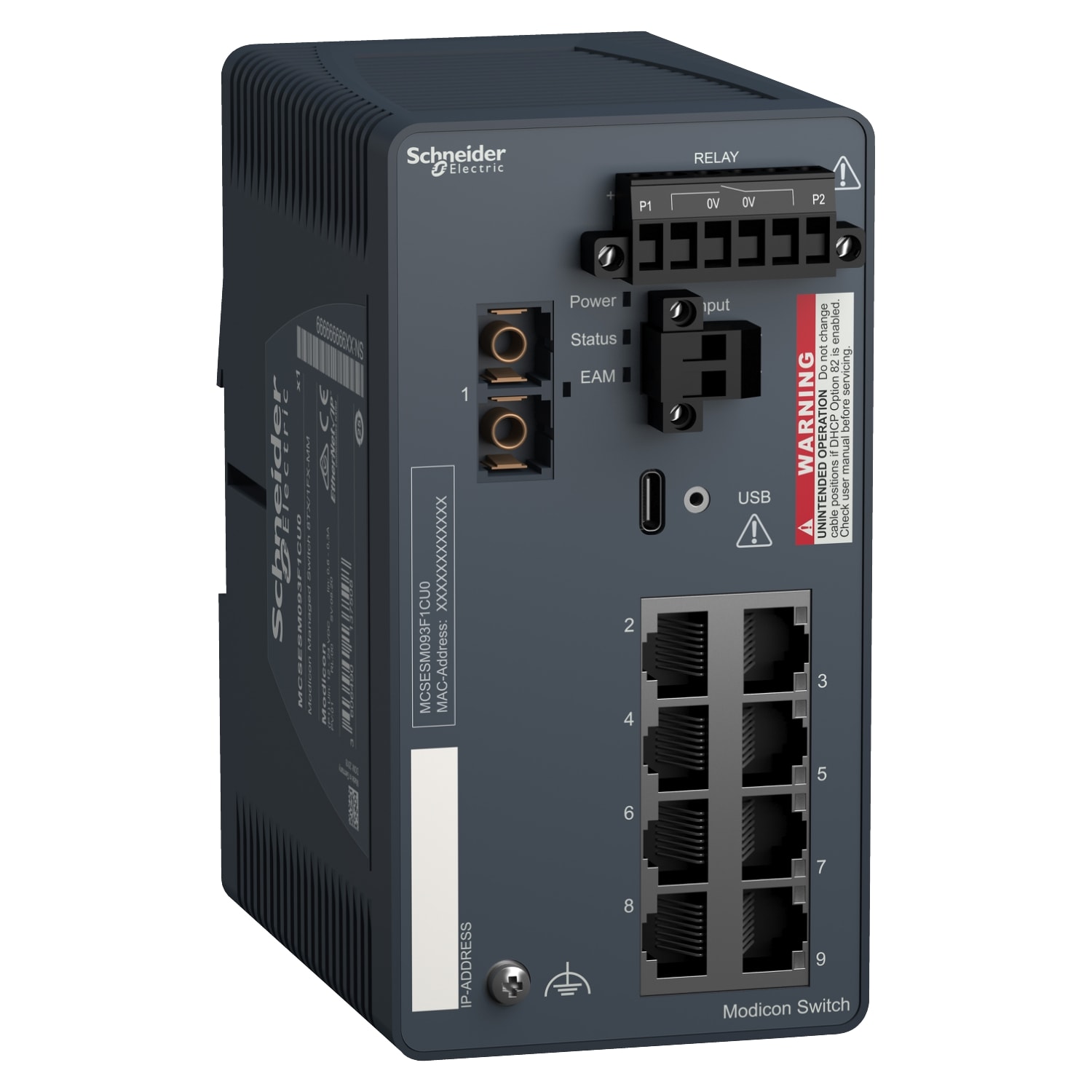 Schneider Electric - Modicon Switch administré - 8 ports cuivre & 1 port fibre multimode