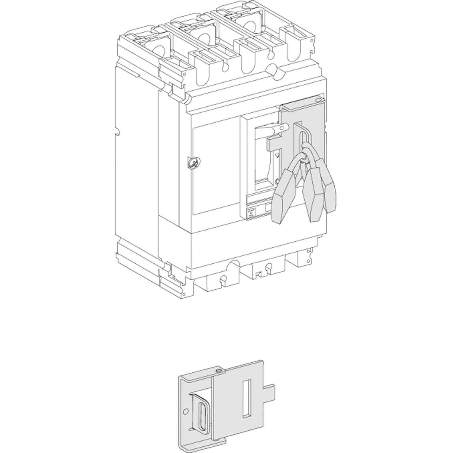 Schneider Electric - ComPacT NSX630 - Verrouillage du maneton par 1 a 3 cadenas position O - fixe