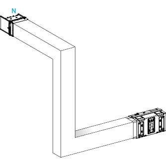 Schneider Electric - Canalis KSA - coude multiple 1000A - vers haut & droite-3 côtés ajust 300-800mm