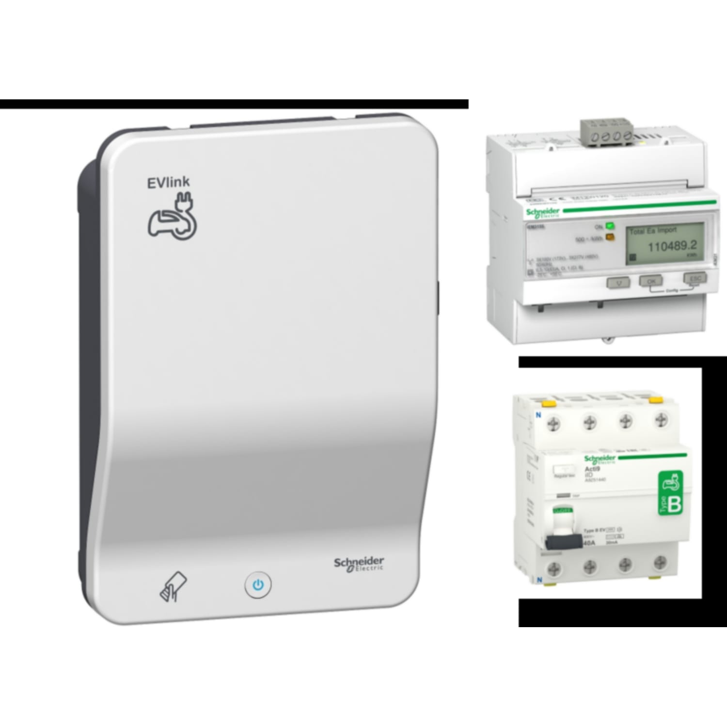 Schneider Electric - Evlink Wallbox smart - kit T2S et TE avec lecteur RFID - compt MID et RCD type B