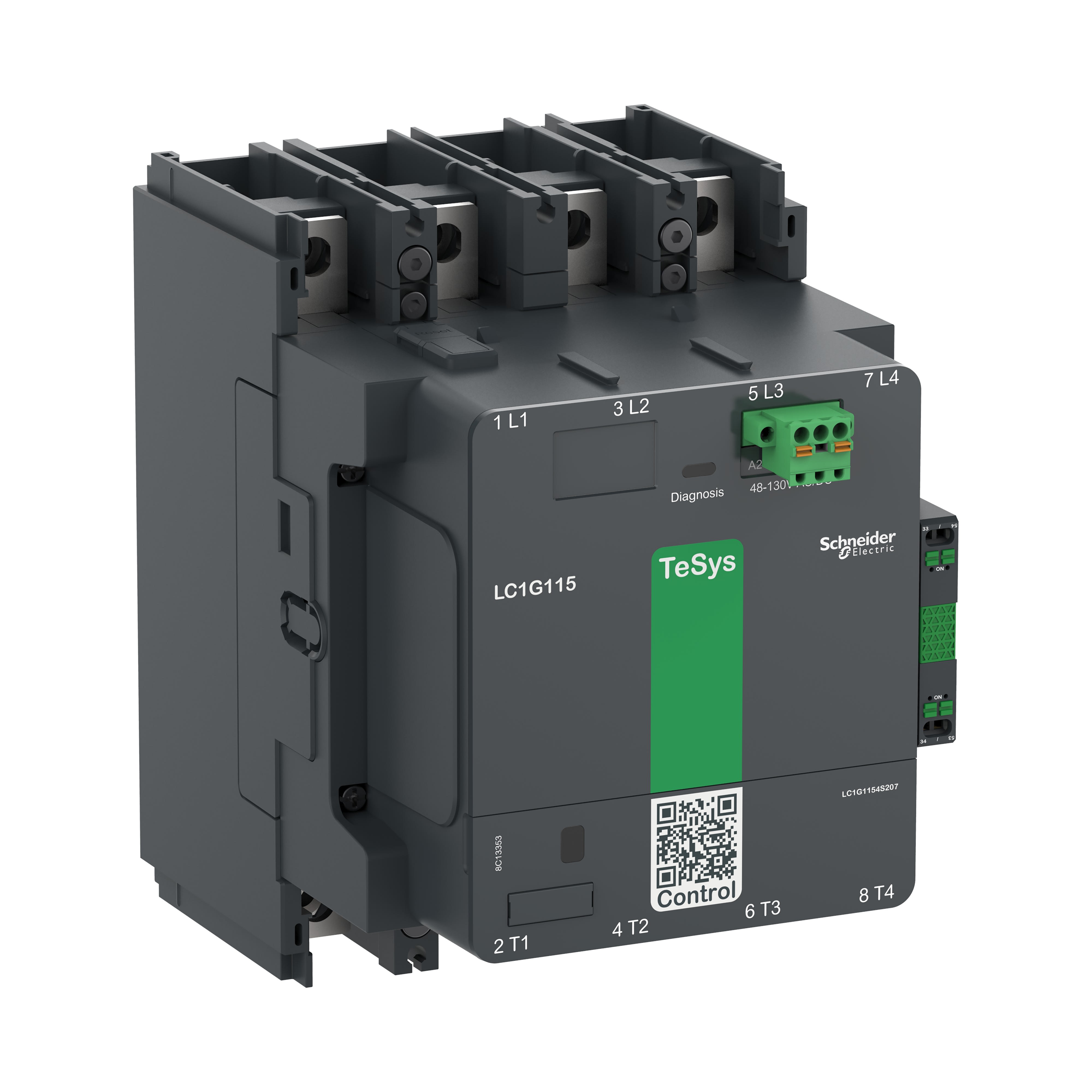 Schneider Electric - Contacteur TeSys LC1G 115A 440V 4P AC3 Standard 48-130V AC-DC ferroviaire
