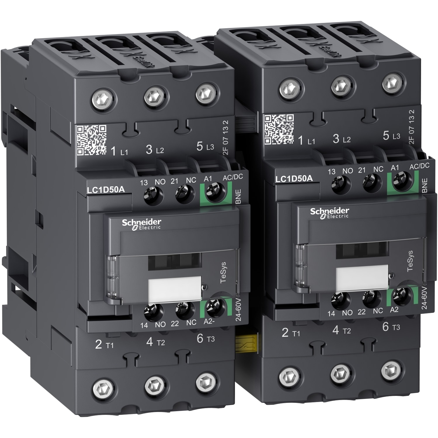 Schneider Electric - TeSys D - contacteur inverseur - 3P(3NO) - AC3 - <= 440V 50A - 24 à 60Vca-cc - E