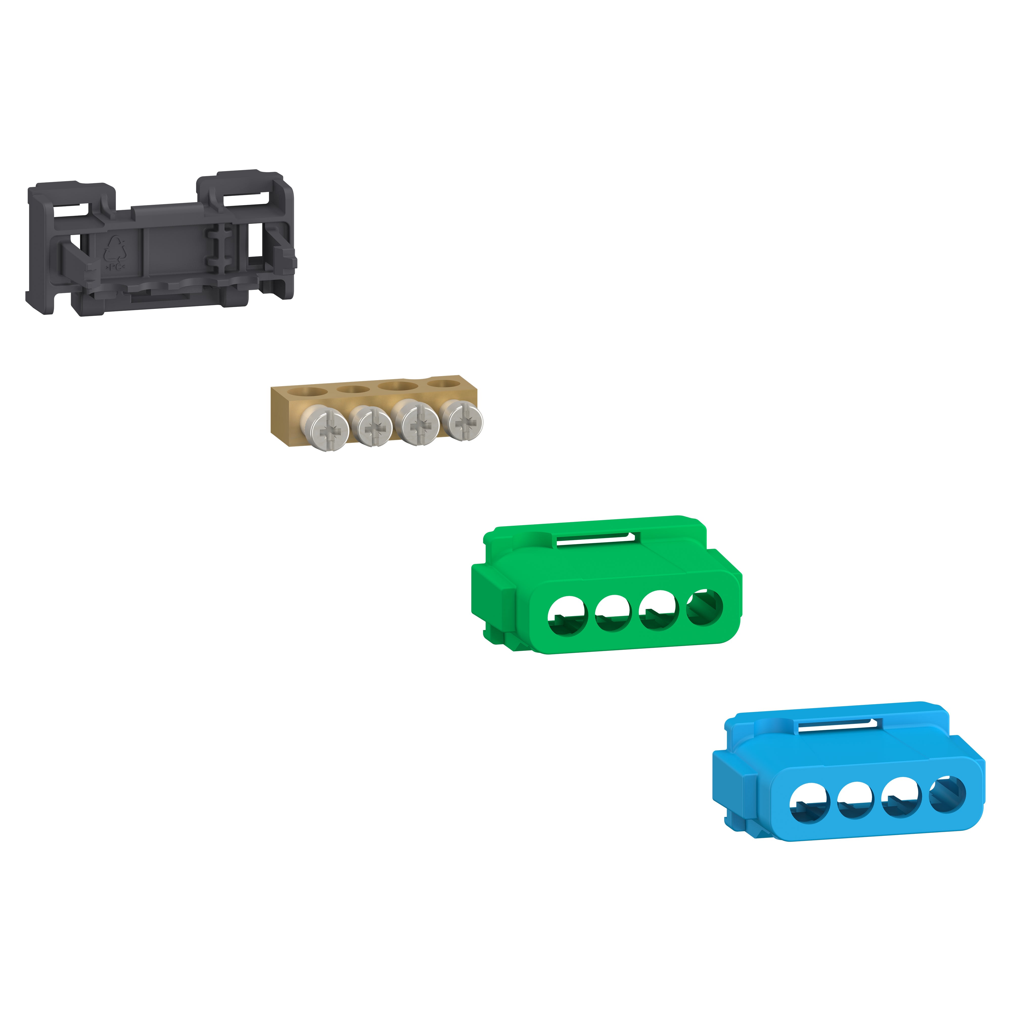 Schneider Electric - Linergy - bornier 80A à vis 4 trous 2x16²+2x10² et couvercles pour Terre/Neutre