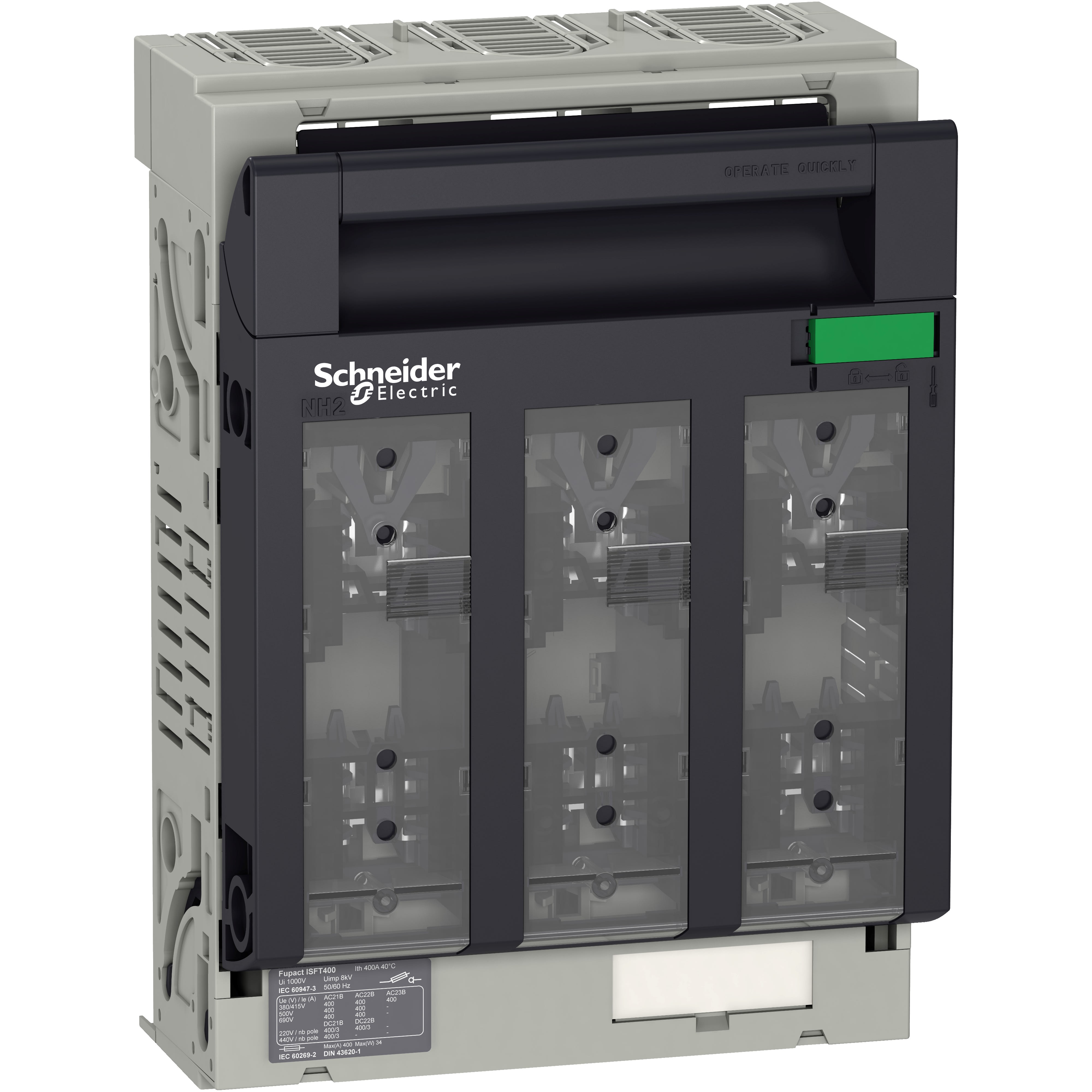 Schneider Electric - Fupact ISFT400 - inter sect fusib - 3P - fixe - raccordement plage - M10