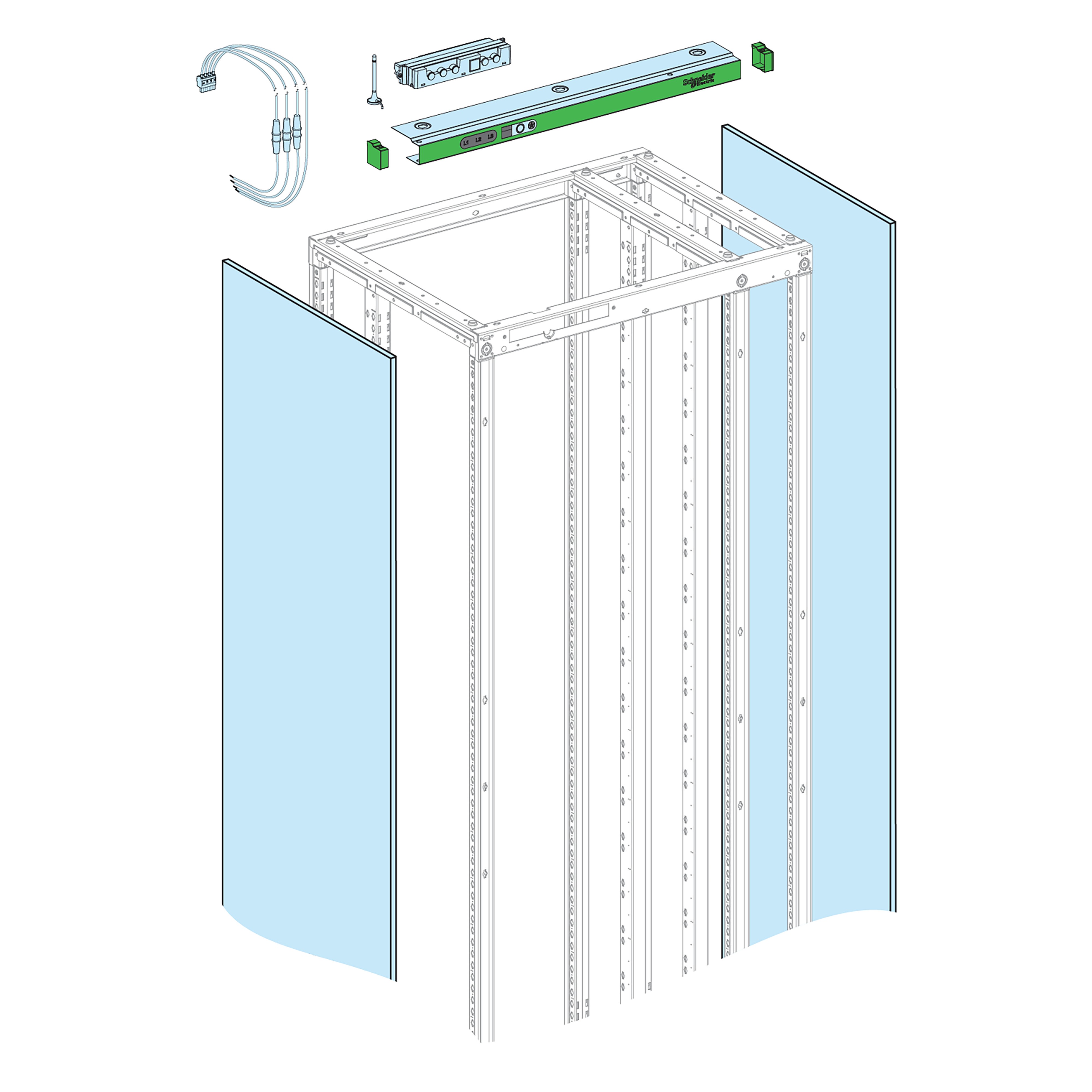 Schneider Electric - PrismaSeT P Active - Bandeau connecte + panneaux lateraux IP30 - L400-P400