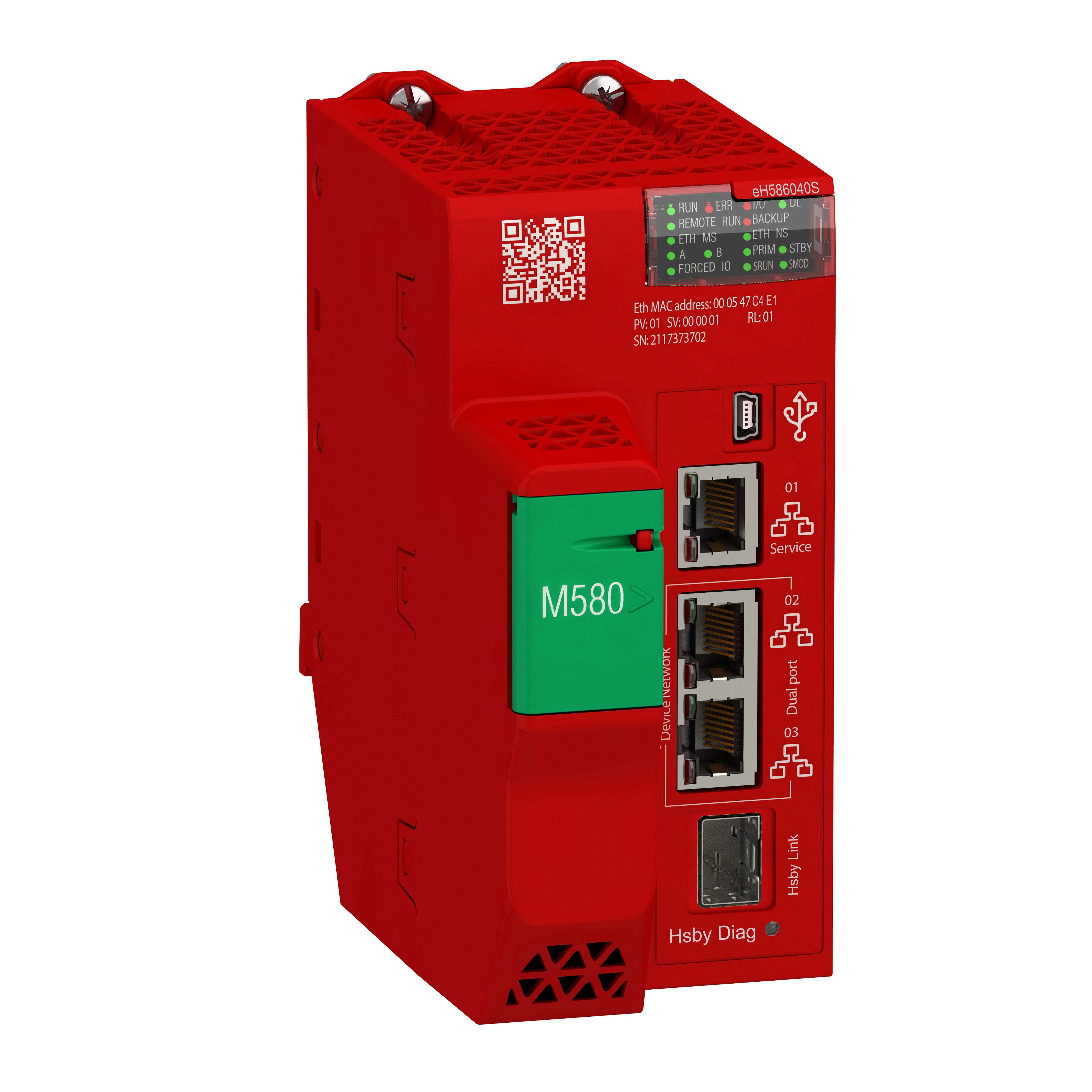 Schneider Electric - Modicon M580 - module processeur redondant, 64/16 MB mémoire, 31 stations RIOX80
