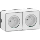 Schneider Electric - Mureva Styl - Double prise 2P+T précâblée horiz - saillie - IP55 - IK08 - blanc