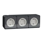 Schneider Electric - Mureva Styl - 3 PC 2P+T schuko horiz précâblées - saillie - IP55 - IK08 - gris