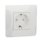 Schneider Electric - Unica - prise 2P+T - DE - bornier à vis - Blanc - méca + plaque
