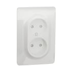 Schneider Electric - Unica - prise 2P double pour boîte 1P - FR - vis - Blanc - méca + plaque