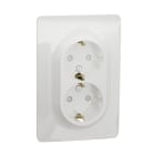Schneider Electric - Unica - prise double 2P+T pour boîte 1P - DE - vis - Blanc - méca + plaque