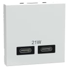 Schneider Electric - Unica - chargeur USB double type C+C - 21W Power Delivery - 2 mod - blanc