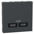 Schneider Electric - Unica - chargeur USB double type C+C - 21W Power Delivery - 2 mod - anthracite