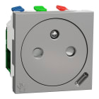 Schneider Electric - Unica - prise 2P+T affl FR + USB C 10,5W - 90° - rap - 2 mod - Alu - méca seul