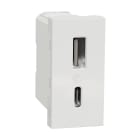 Schneider Electric - Unica - prise chargeur USB double - 15W - type A+C - 1 mod - blanc - méca seul