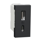 Schneider Electric - Unica - chargeur USB double - 15W - type A+C - 1 module - anthracite - meca seu
