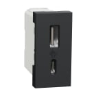 Schneider Electric - Unica - chargeur USB double - 15W - type A+C - 1 module - anthracite - méca seul