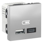 Schneider Electric - Unica - chargeur USB double - 5Vcc - 2,4A type A+C - 2 modules - alu - meca seu