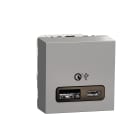 Schneider Electric - Unica - prise chargeur USB double - rapide 18W - 3,4A type A+C - 2 mod - alu