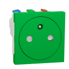 Schneider Electric - Unica - prise 2P+T - FR - 90° - affleurant - raccord rapide - Vert - méca seul